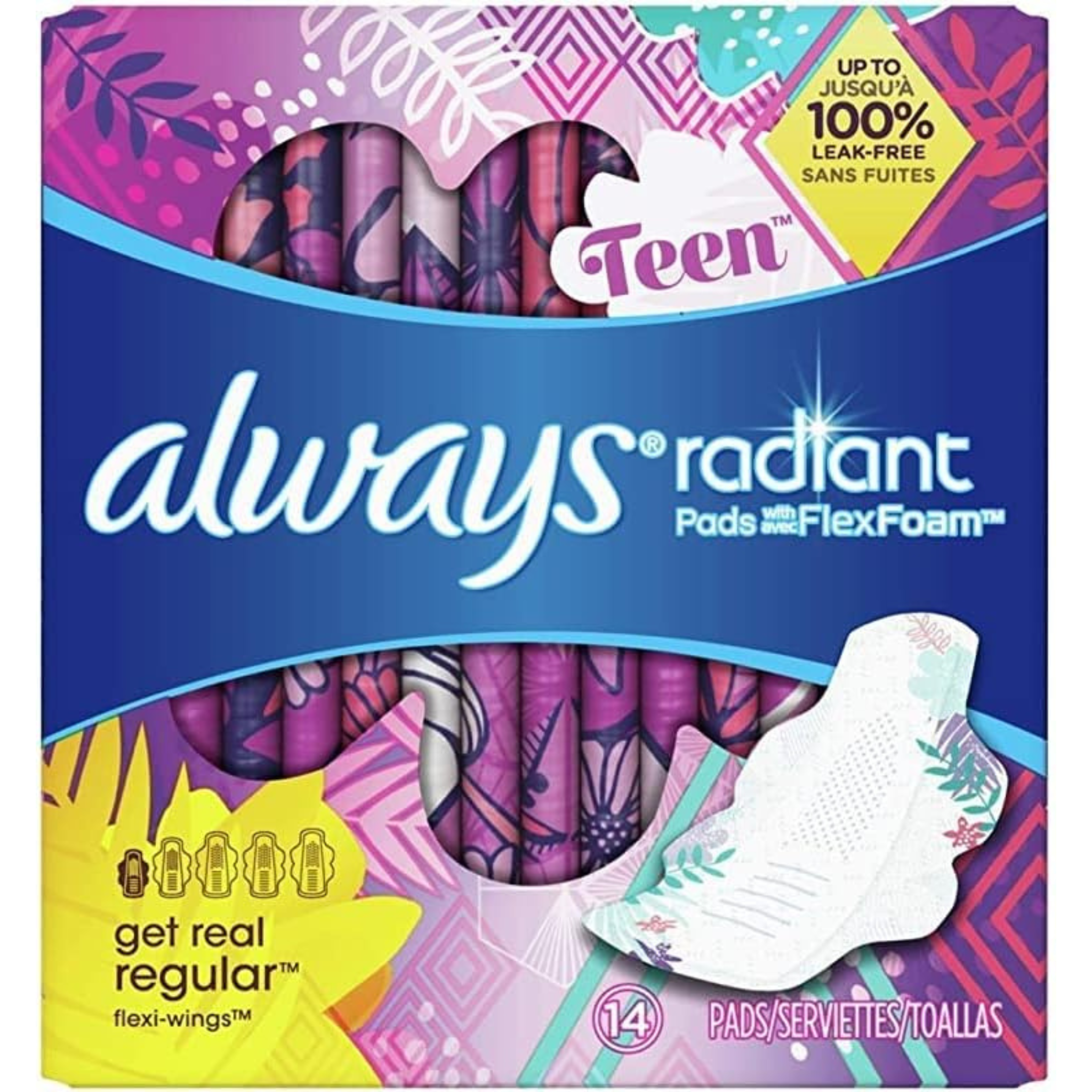 Always Totally Teen Always Radiant Infinity Pads, 14 Count