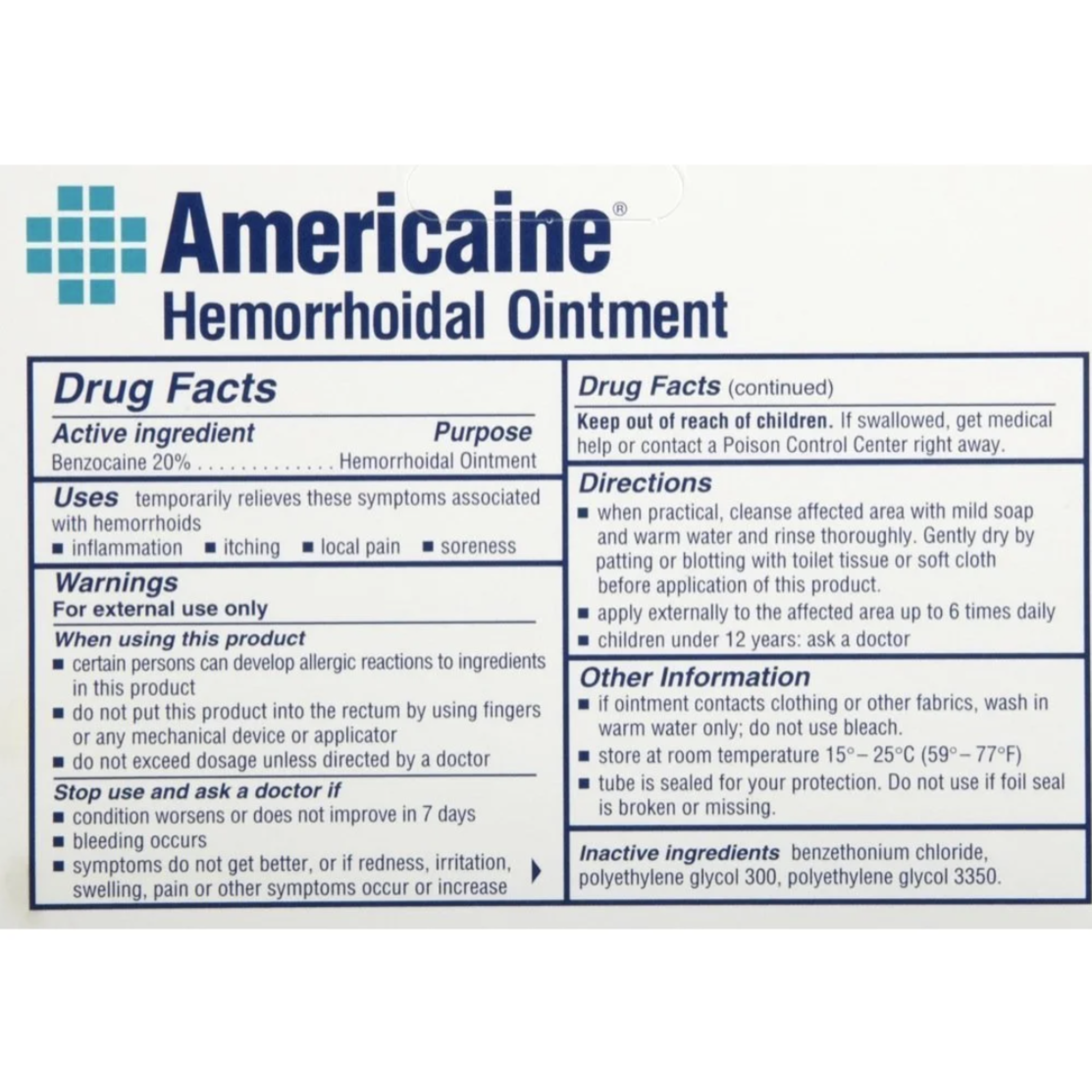 Americaine Hemmorrhoidal Ointment Cream, 1 Oz