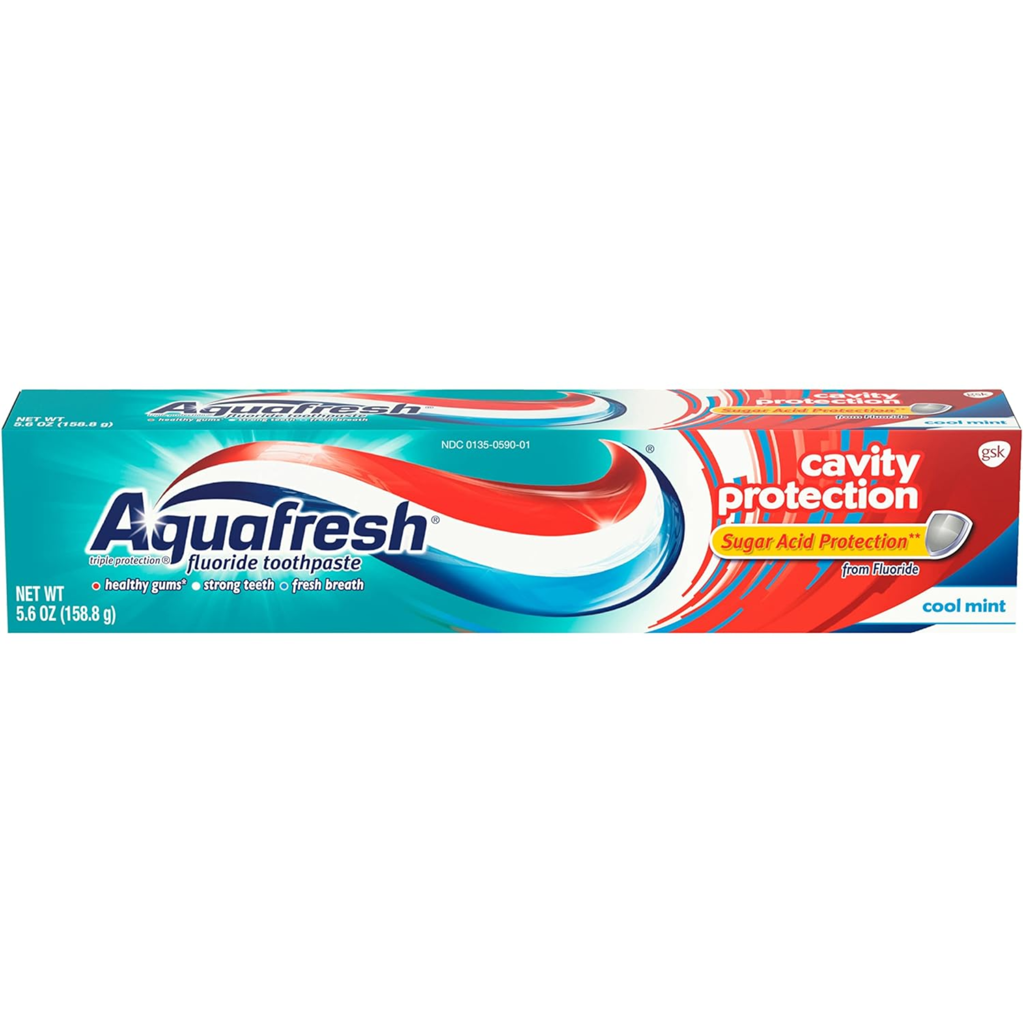 Aquafresh, Cavity Protection Fluoride Toothpaste, Cool Mint Flavor for Strong Teeth and Fresh Breath, 5.6 oz