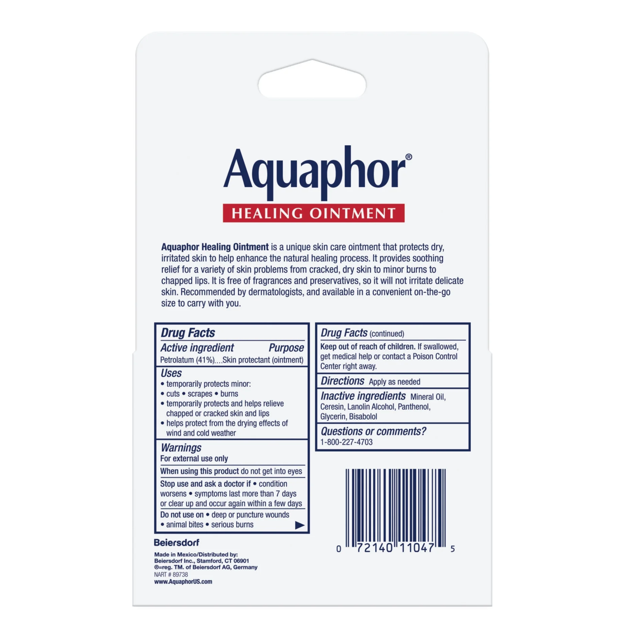 Aquaphor®, Healing Ointment, Advanced Therapy Skin Protectant for Dry & Cracked Skin, 0.35 oz, 2 Pack - Pharmaful