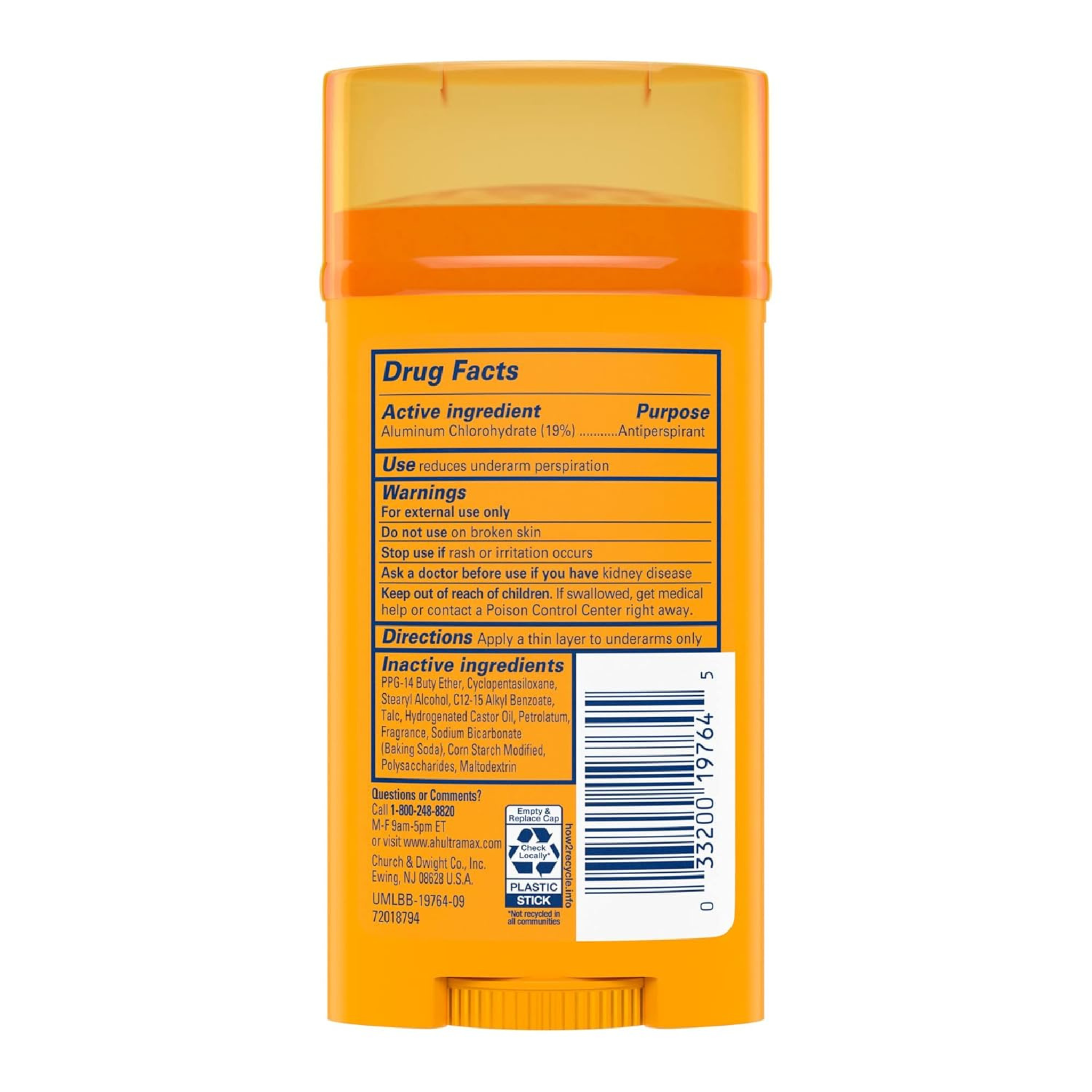 Arm & Hammer Deodorant 2.6 Ounce Solid Ultra Max Cool Blast