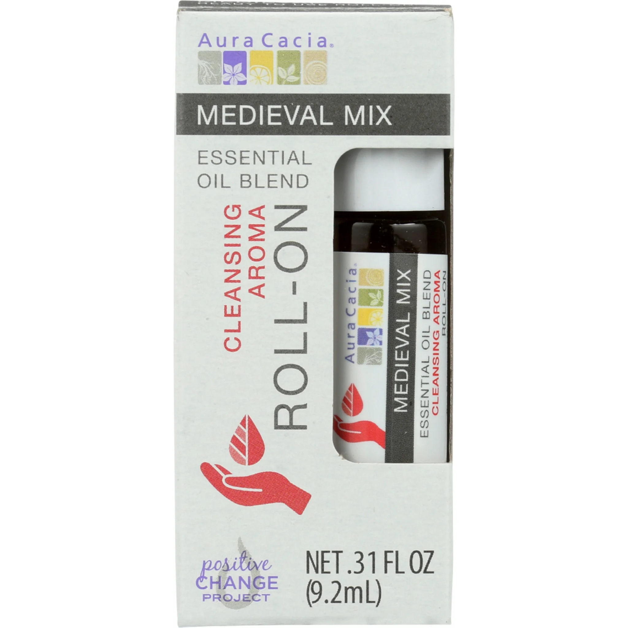 Aura Cacia, Medieval Mix Essential Oil Blend Roll-On, Purifying Aromatherapy Blend with Herbal and Spicy Notes, 0.31 Oz (Pack of 4)