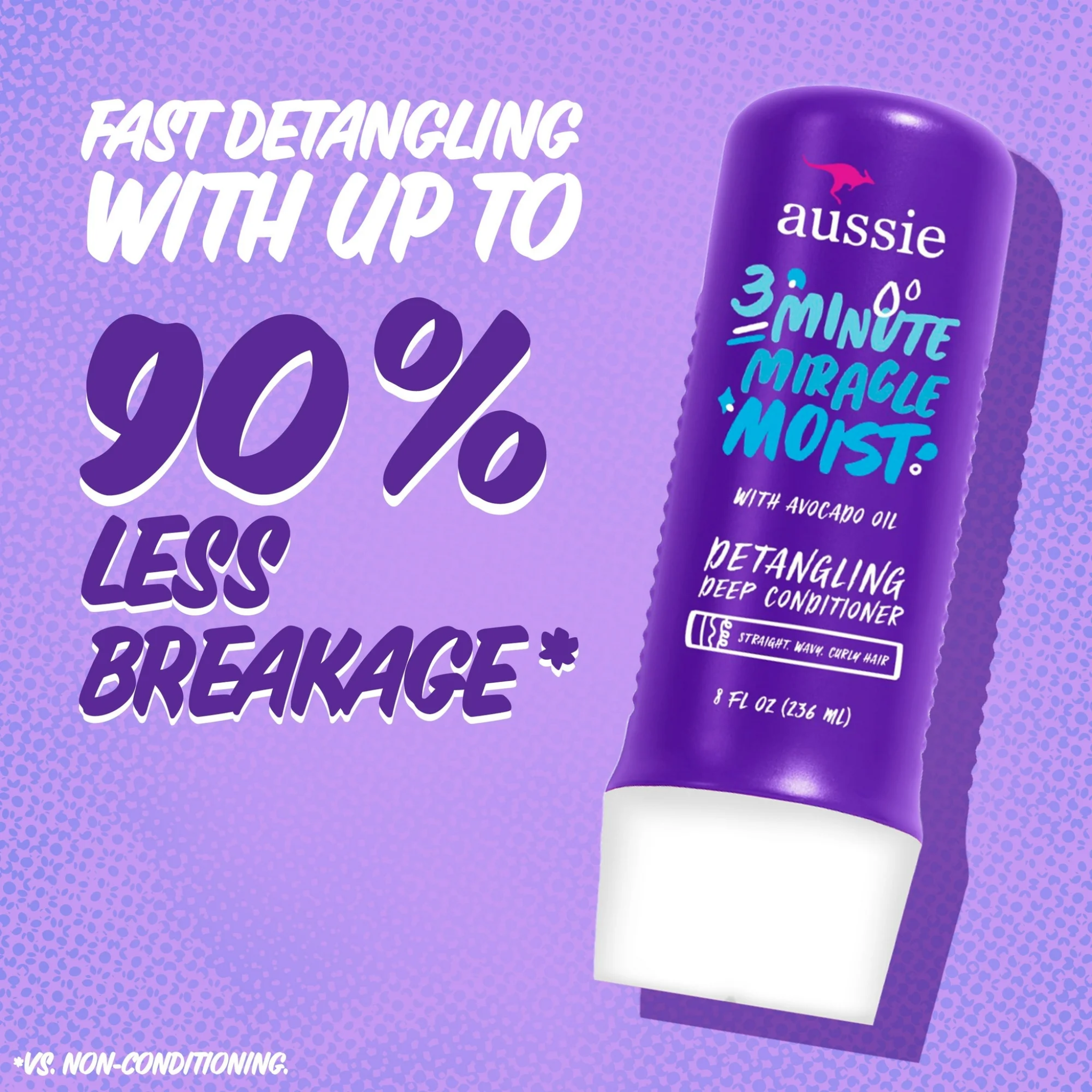 Aussie, 3 Minute Miracle Moist Detangling Deep Conditioner, Paraben-Free and Hydrating for Soft, Manageable Hair, 8 fl oz