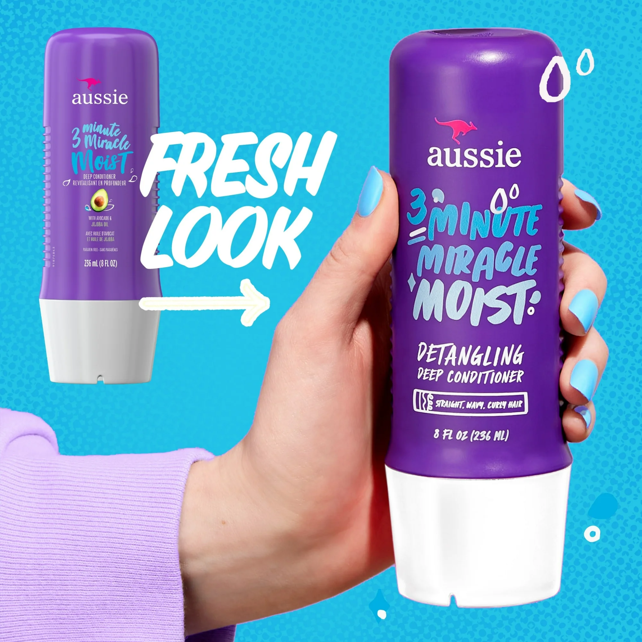 Aussie, 3 Minute Miracle Moist Detangling Deep Conditioner, Paraben-Free and Hydrating for Soft, Manageable Hair, 8 fl oz