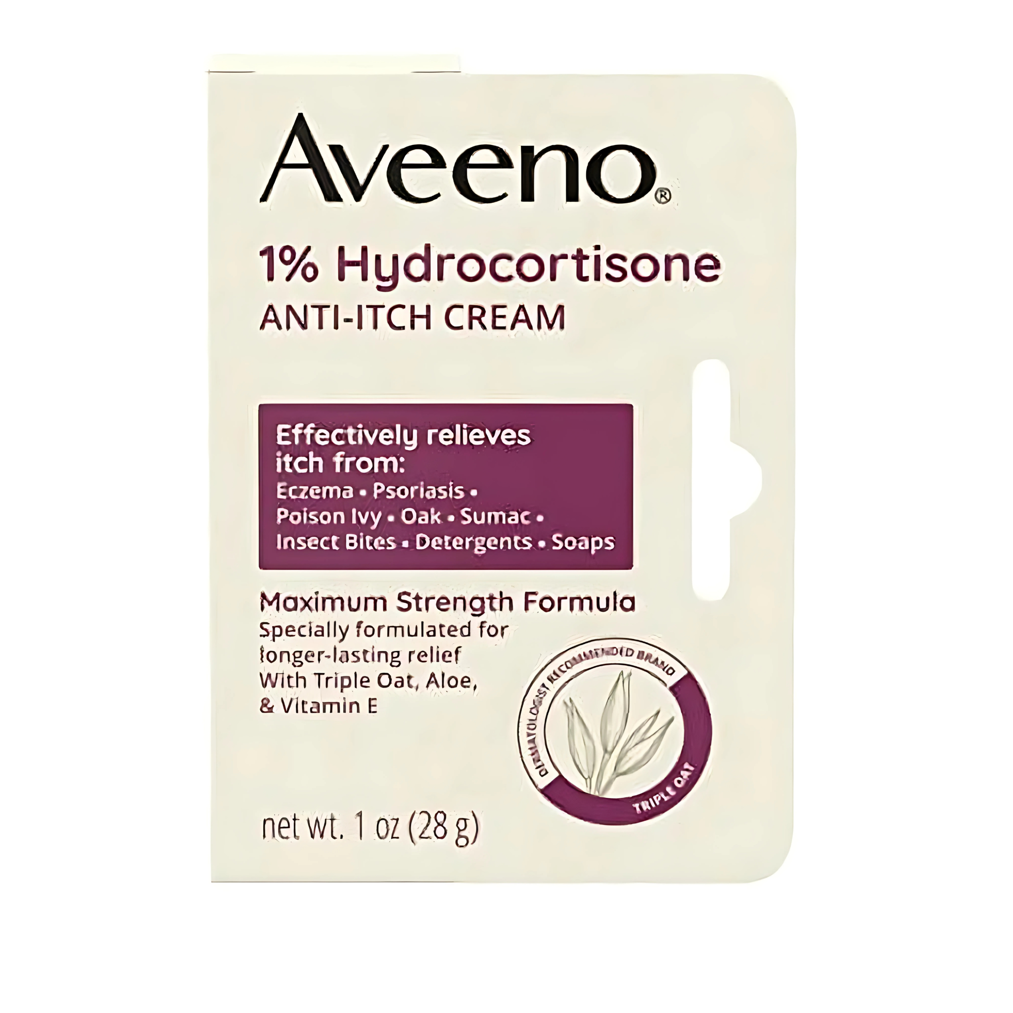 Aveeno, Maximum Strength 1% Hydrocortisone Anti-Itch Cream, Soothing Relief for Itch, Rash & Redness with Pure Oat Essence, Aloe & Vitamin E, 1 oz
