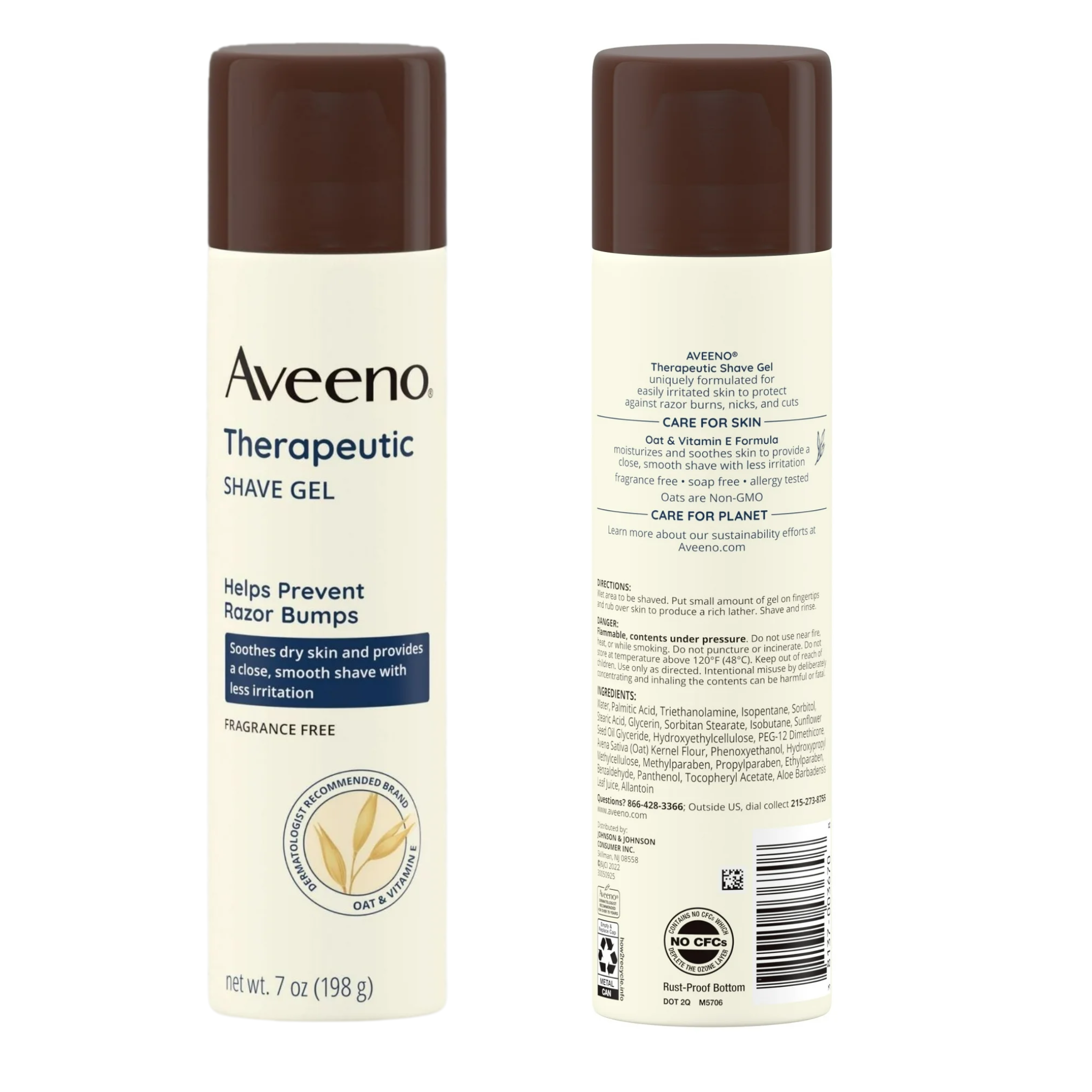 Aveeno, Therapeutic Shave Gel for Dry Skin, Enriched with Oat & Vitamin E, Gentle Shaving Cream for Men and Women, 7 oz
