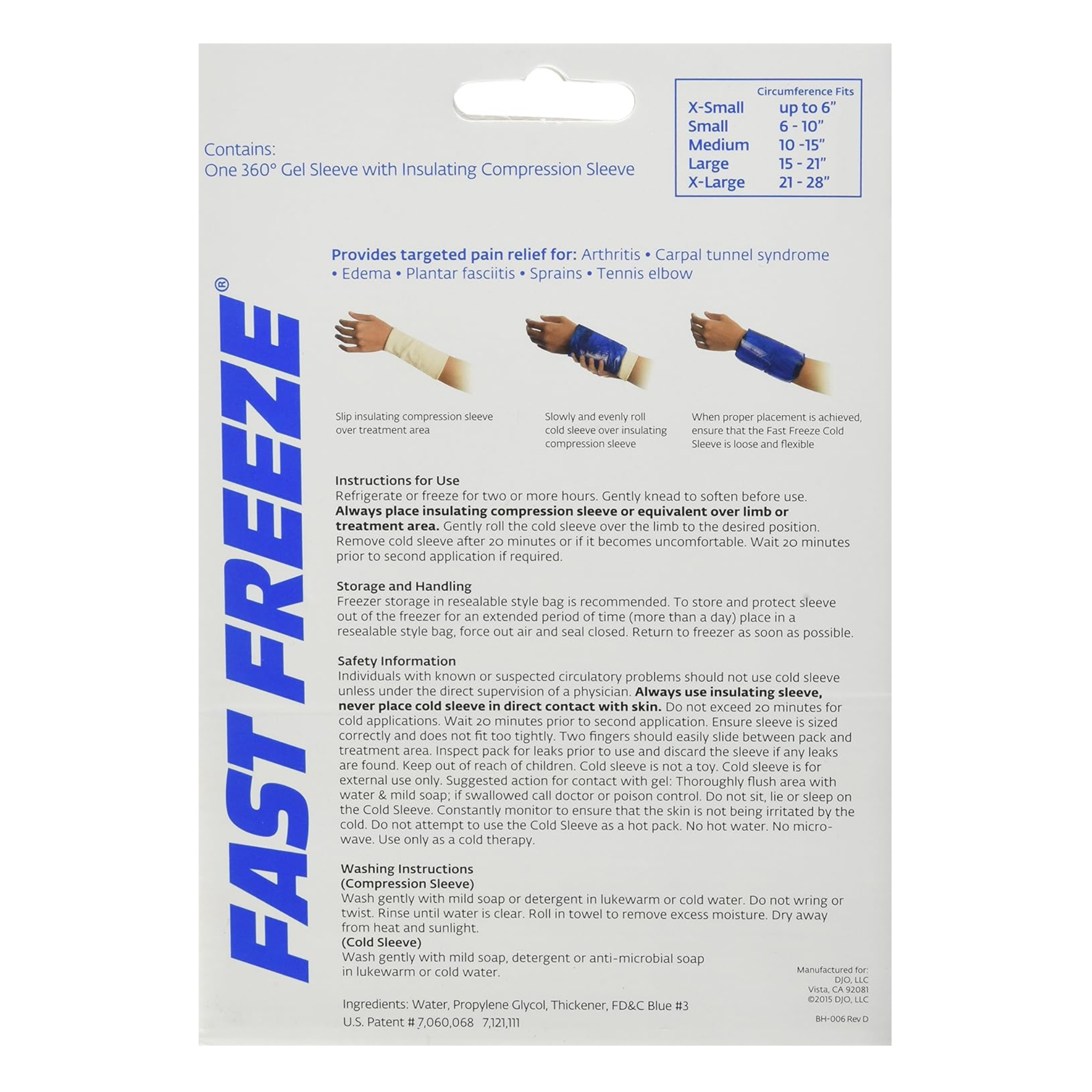 Bell-Horn, Fast Freeze Cold Sleeve, Medium, Reusable Compression Therapy for Pain Relief