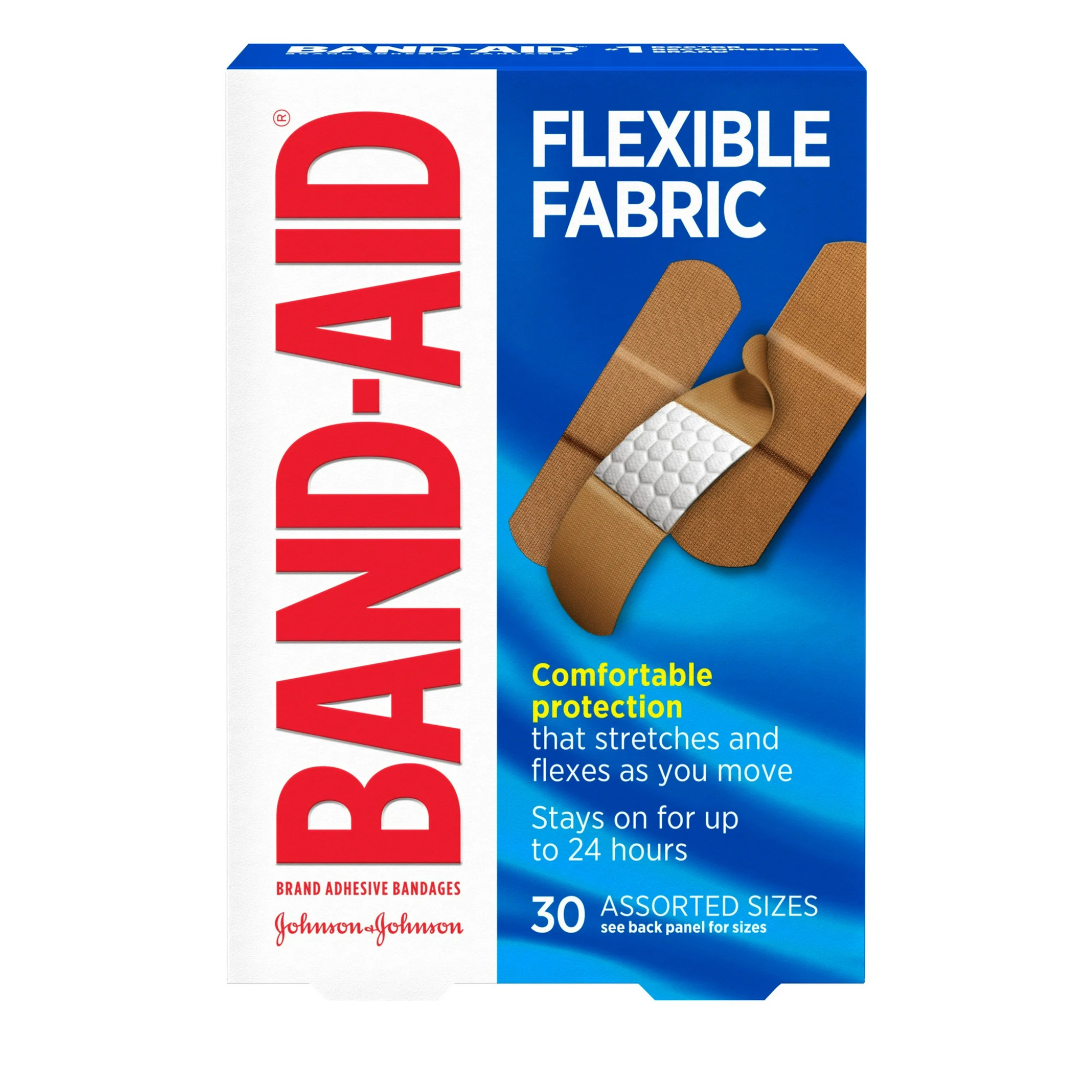 Band-Aid Brand Flexible Fabric Adhesive Bandages, Assorted, 30 Ct
