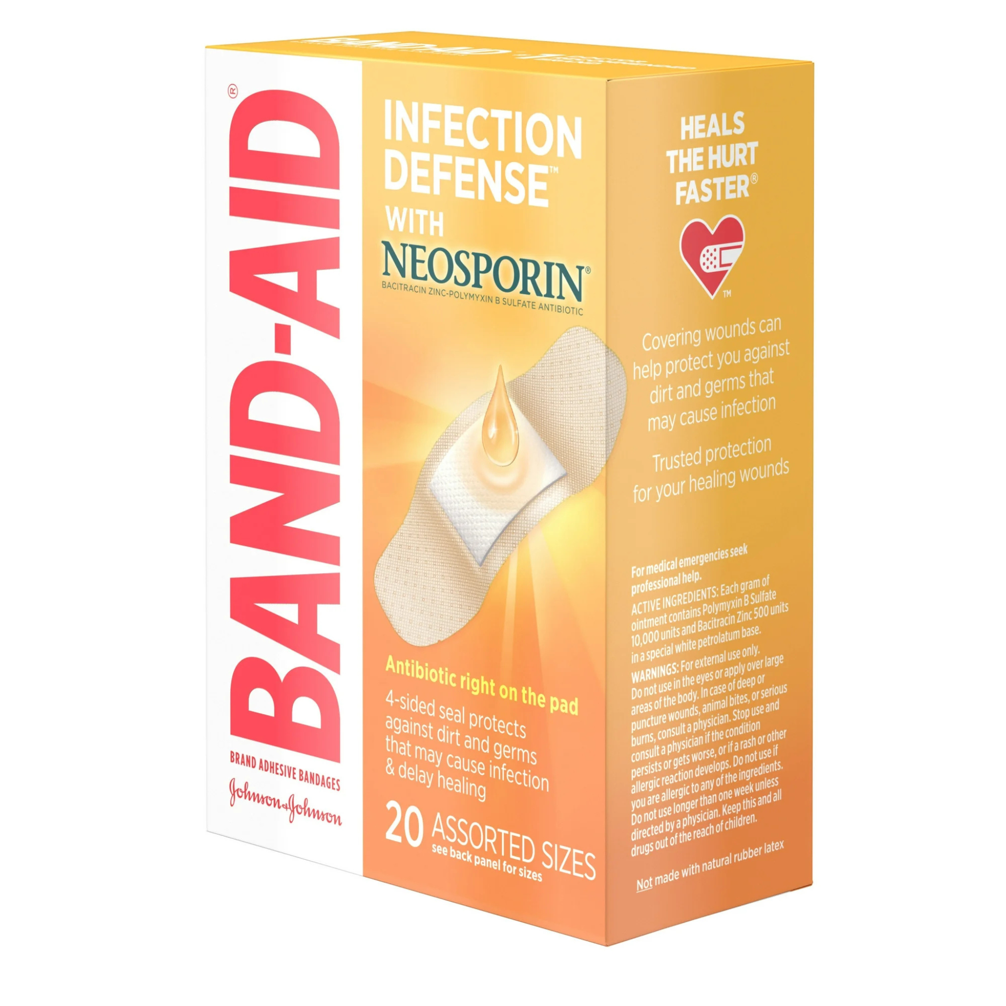 Band-Aid Plus Antibiotic Adhesive Bandages, Assorted Sizes - 20 Each