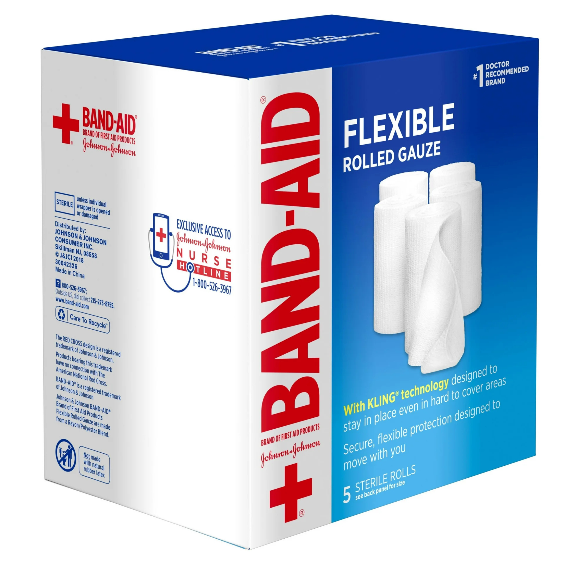 Band Aid Brand Flexible Rolled Medical Gauze, 3 in x 2.1 yd, 5 ct - Pharmaful