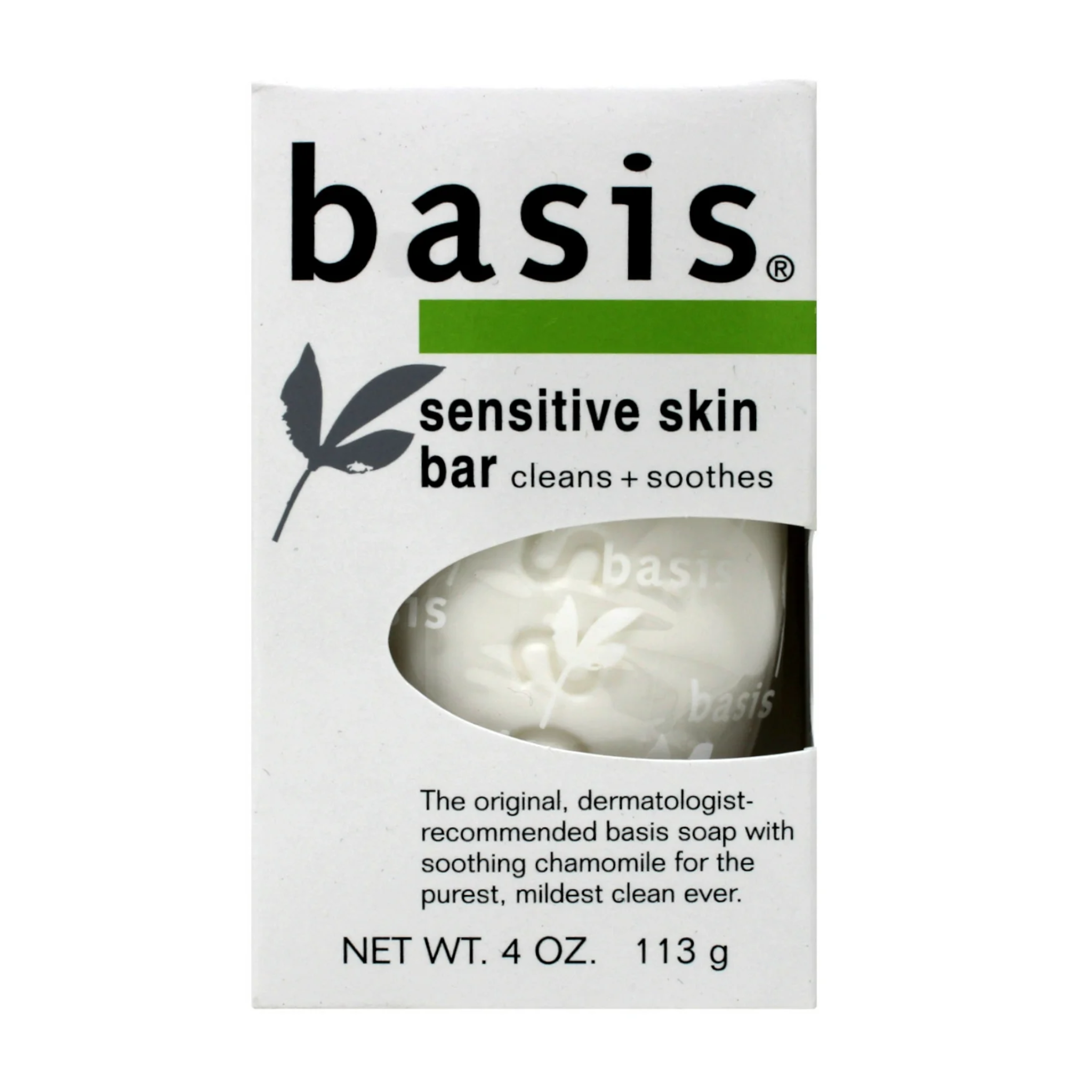 Basis, Sensitive Skin Bar Soap, Unscented and Gentle Cleansing for Sensitive Skin, 4 oz Bar