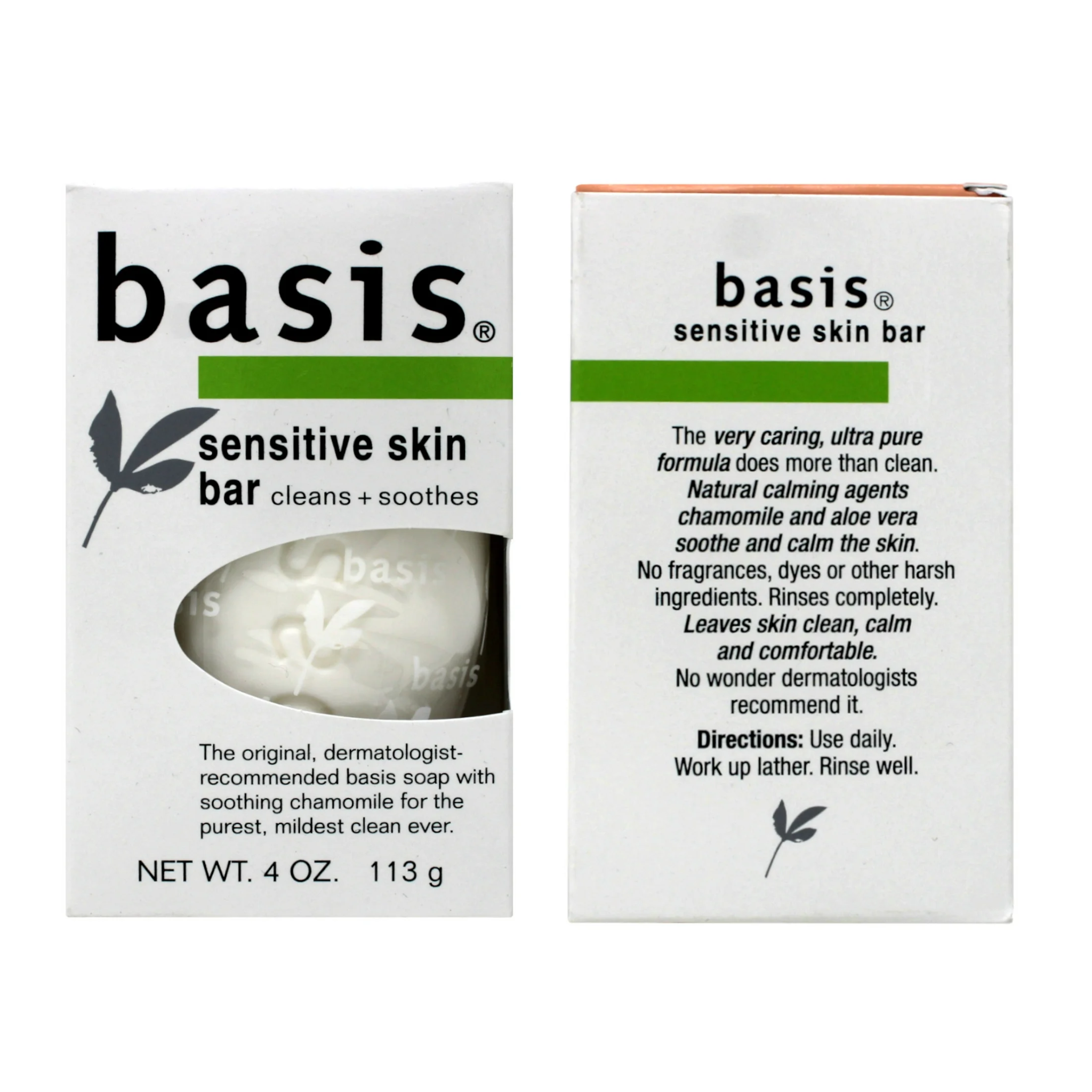 Basis, Sensitive Skin Bar Soap, Unscented and Gentle Cleansing for Sensitive Skin, 4 oz Bar