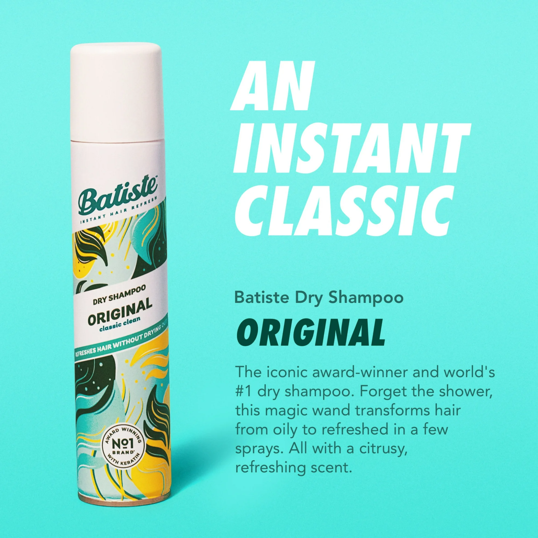 Batiste, Dry Shampoo, Original Fragrance for Refreshing Hair Between Washes, 5.71 Oz