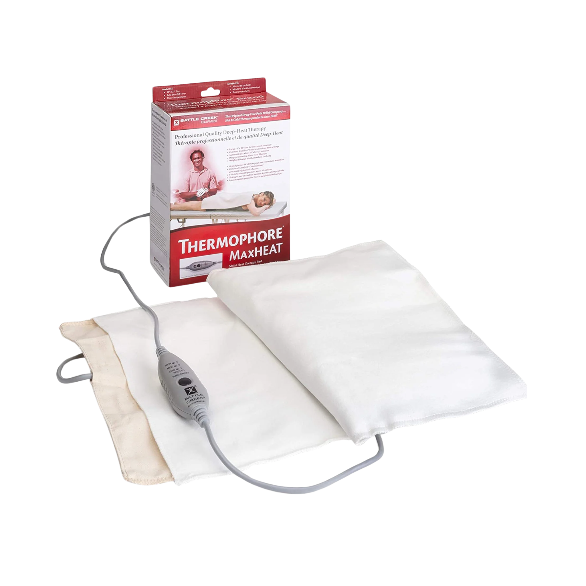 Battle Creek, Thermophore MaxHeat Heating Pad, Large 14" x 27", Intense Moist Heat Therapy for Pain Relief