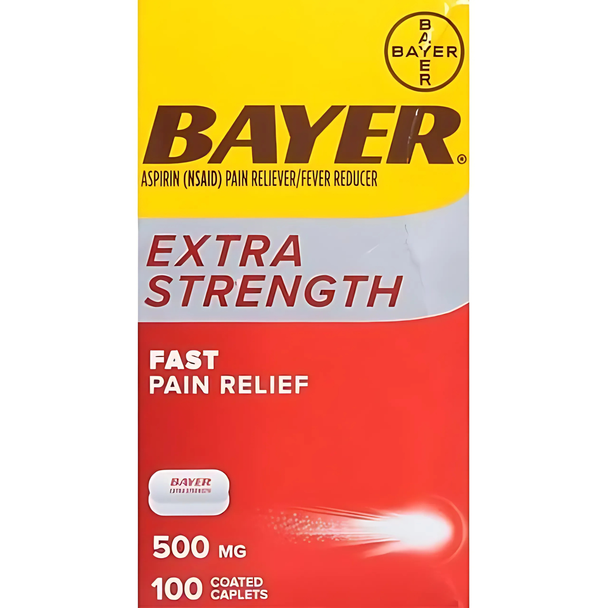 Bayer Extra Strength Aspirin 500 mg, Pain Reliever and Fever Reducer, Powerful Pain Relief of Headache, Muscle Pain, Minor Arthritis Pain, Back Ache, Toothache, and Menstrual Pain, 100 Coated Tablets - Pharmaful
