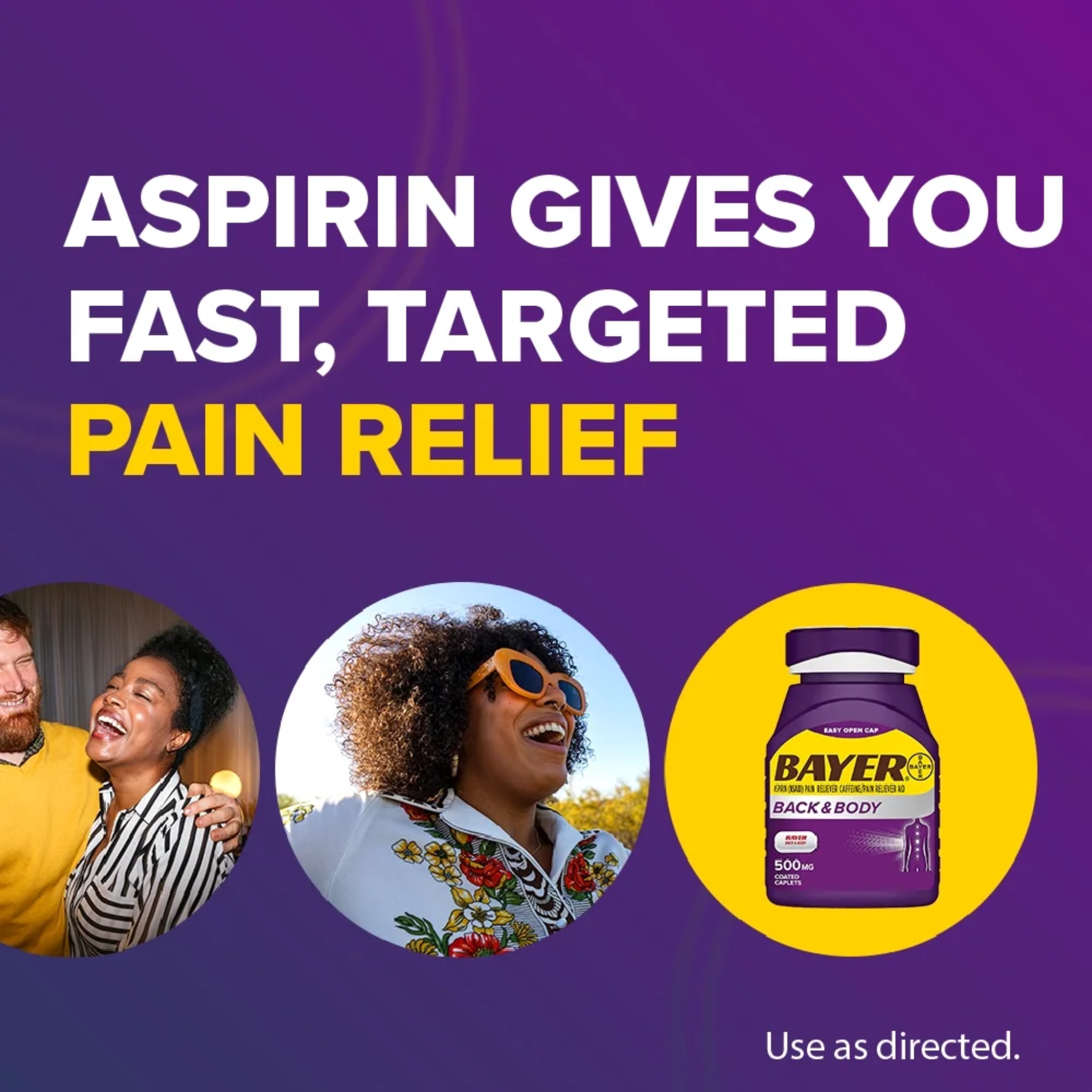 Bayer, Back and Body Extra Strength Aspirin 500mg with 32.5mg Caffeine, Powerful Pain Reliever for Back and Body Pain Relief, 100 Coated Tablets