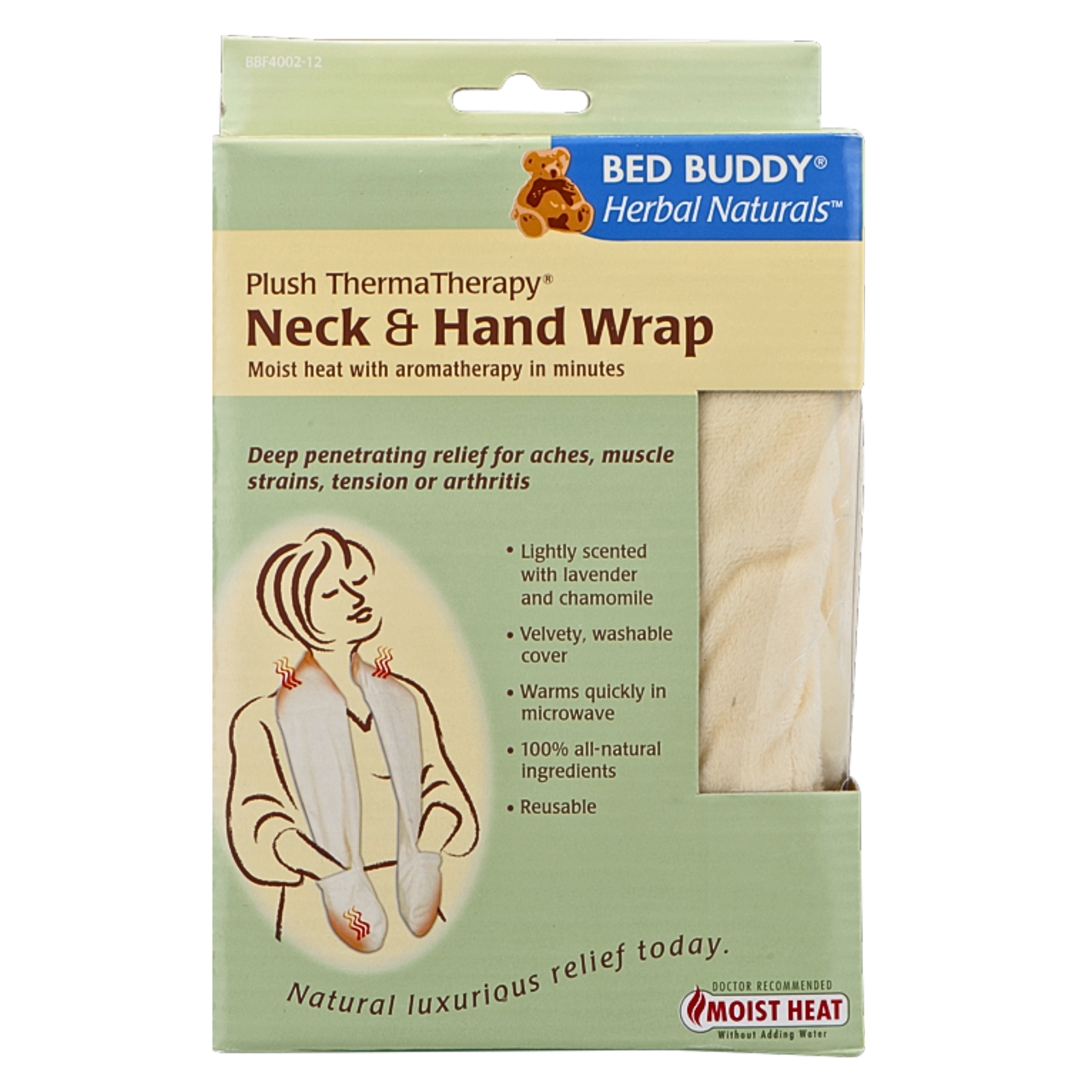 Bed Buddy, Herbal Naturals Neck & Hand Wrap, Reusable Thermatherapy for Soothing Relief, White