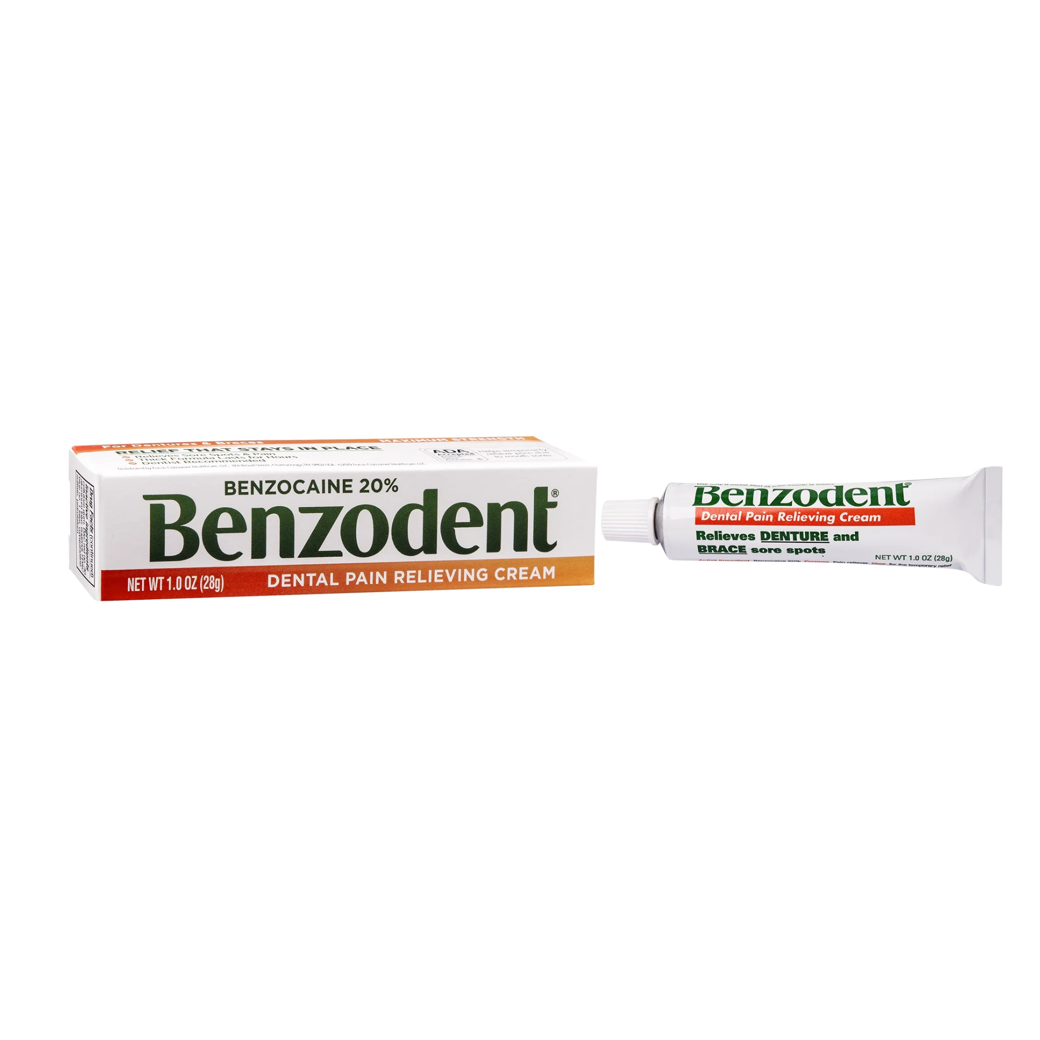 Benzodent, Dental Pain Relieving Cream, Targets Denture Tooth and Gum Pain for Fast Relief, 1 oz - Pharmaful