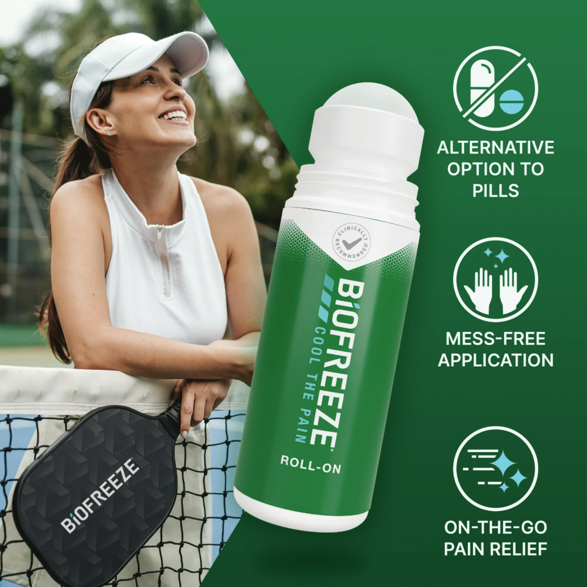 Biofreeze Pain Relief Roll-On, Back Knee Muscle Joint and Arthritis Pain Relievers, 2.5 fl oz Menthol