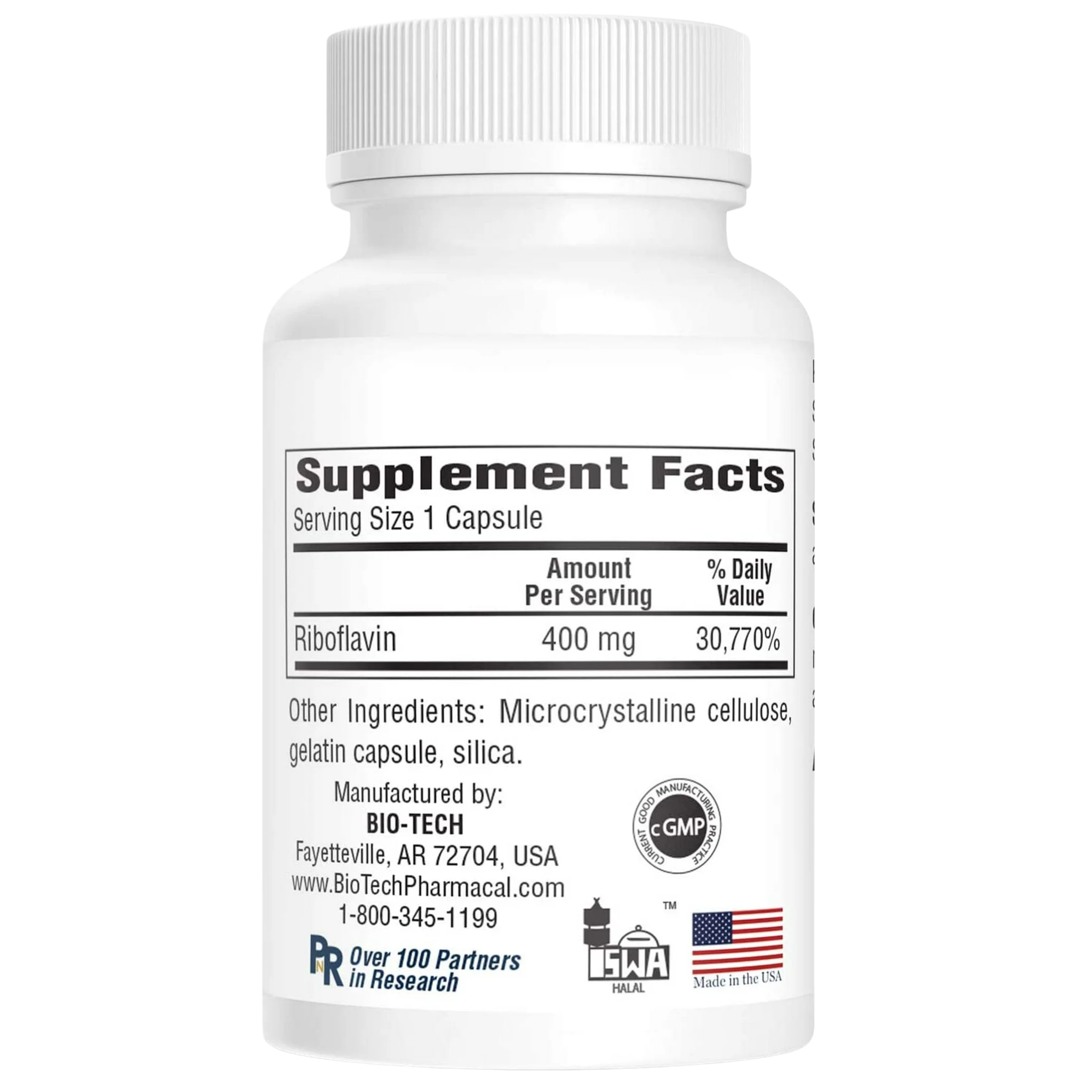 Bio-Tech Pharmacal, B2-400, High-Potency Riboflavin Supplement, Supports Energy & Wellness, 100 Capsules - Pharmaful