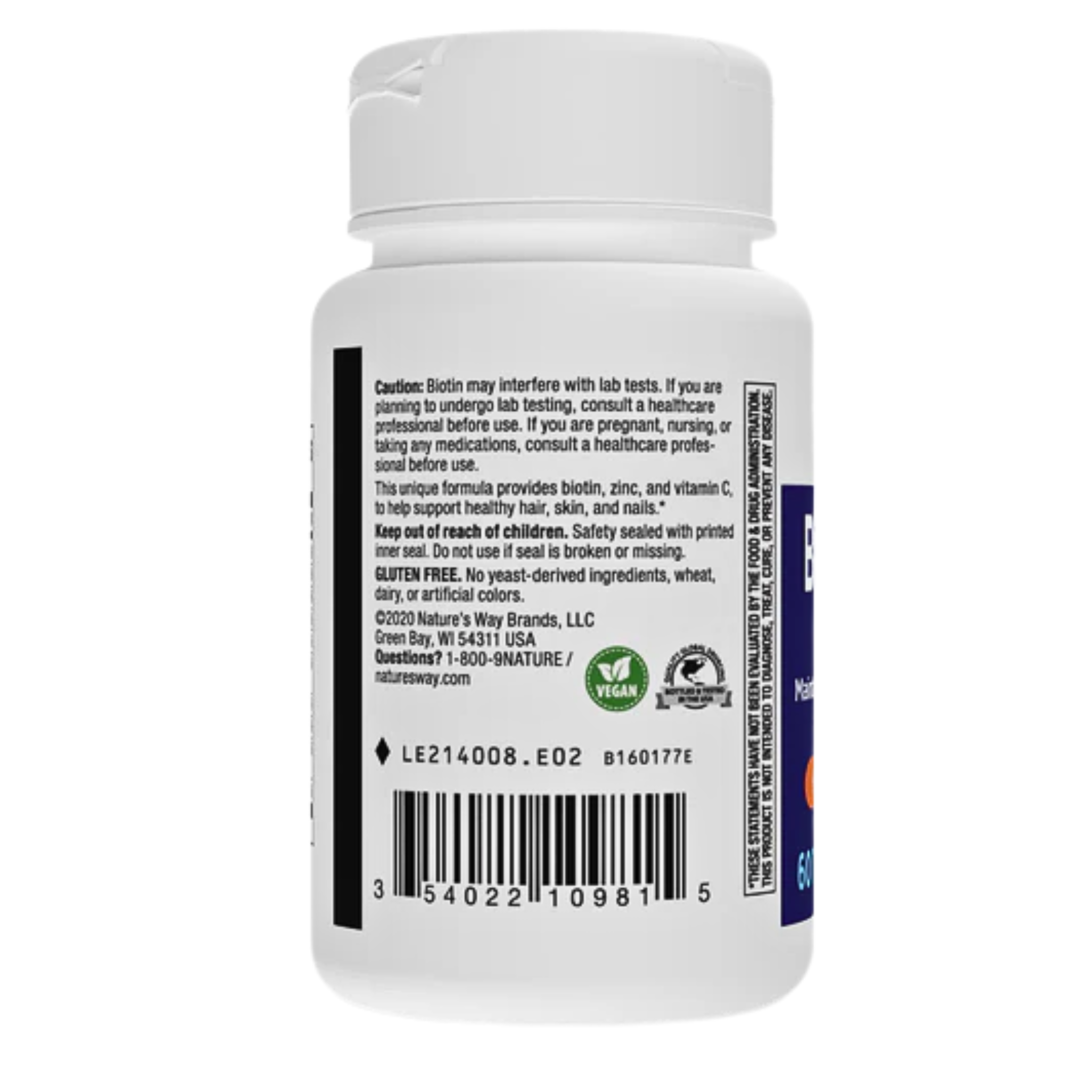 Nature's Way Biotin Forte with Zinc – 60 Tablets