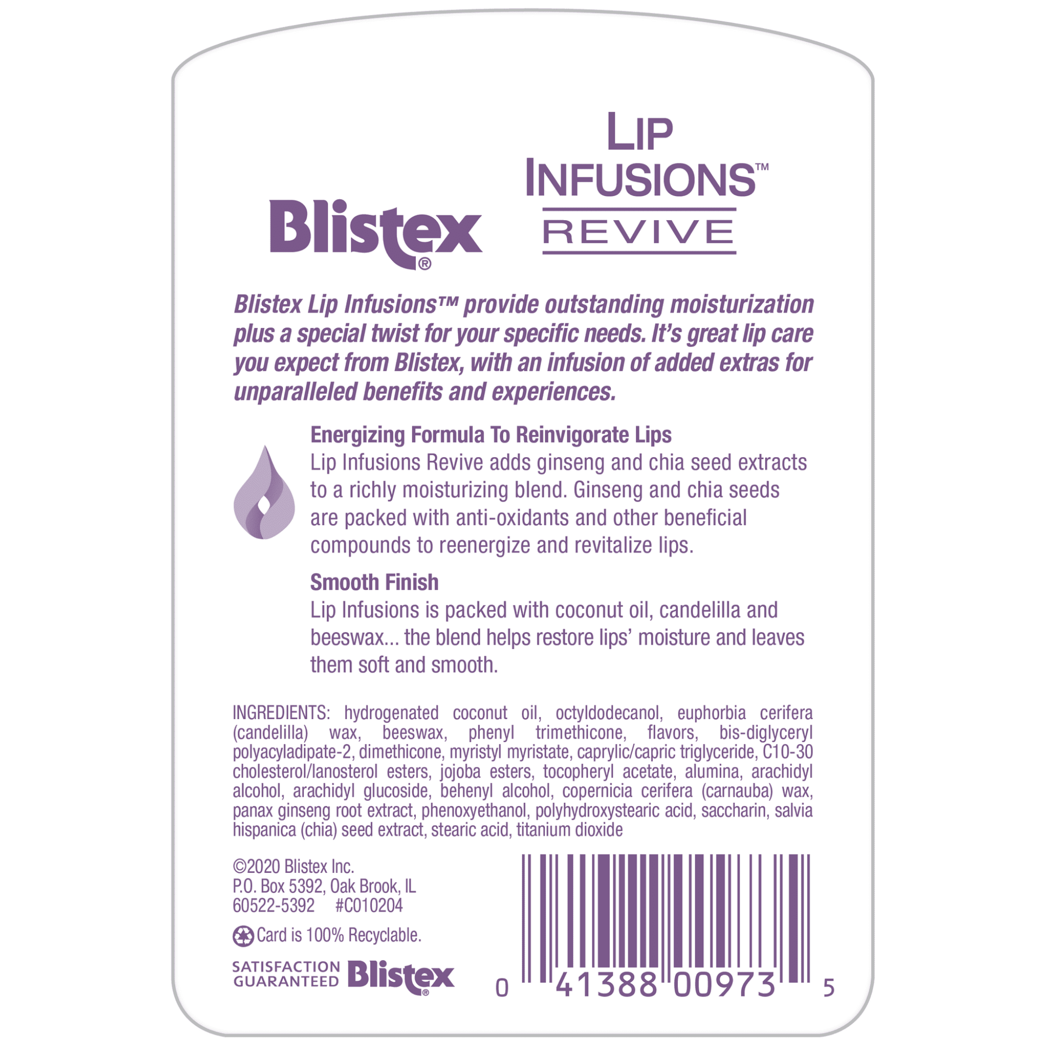 Blistex Lip Infusions Revive Lip Balm with Ginseng & Chia Seed Extracts, 0.13 Ounce - Pharmaful