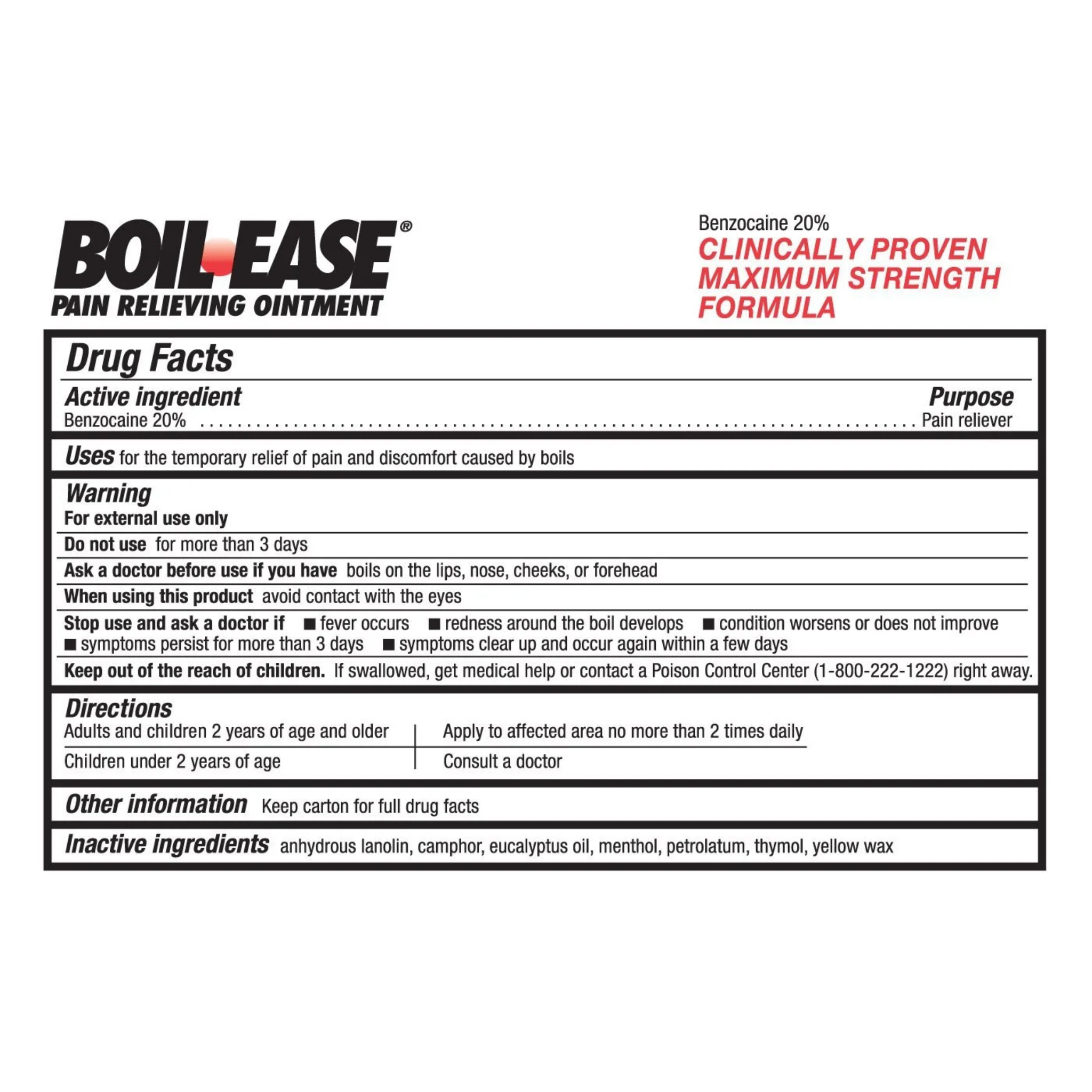 Boil Ease Pain Relieving Ointment, 1 Ounce
