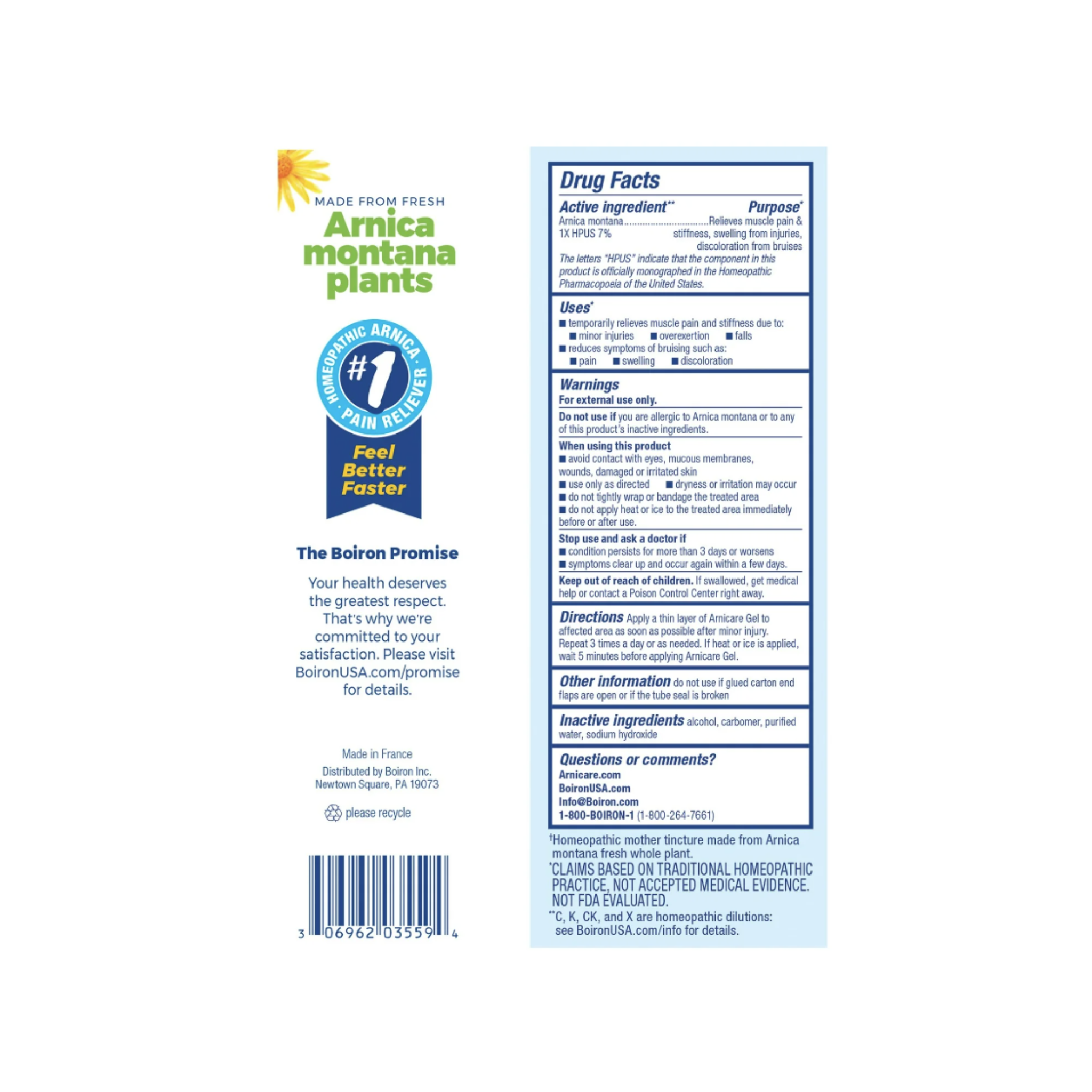 Boiron Arnicare Gel Homeopathic Medicine Pain Relief, 2.6 OZ