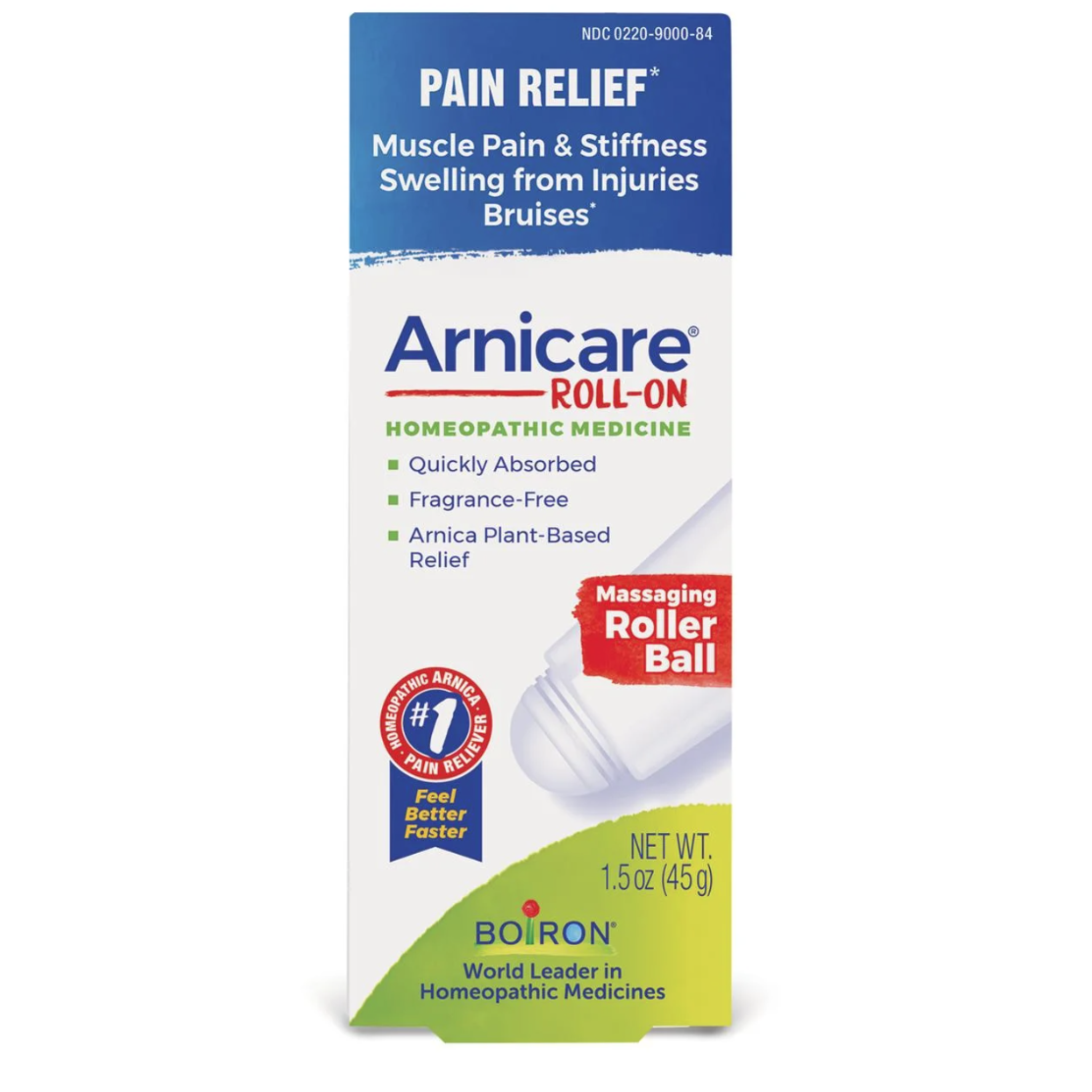 Boiron Arnicare Roll-On, Homeopathic Medicine for Pain Relief, Muscle Pain & Stiffness, Swelling from Injuries, Bruises, 1.5 oz