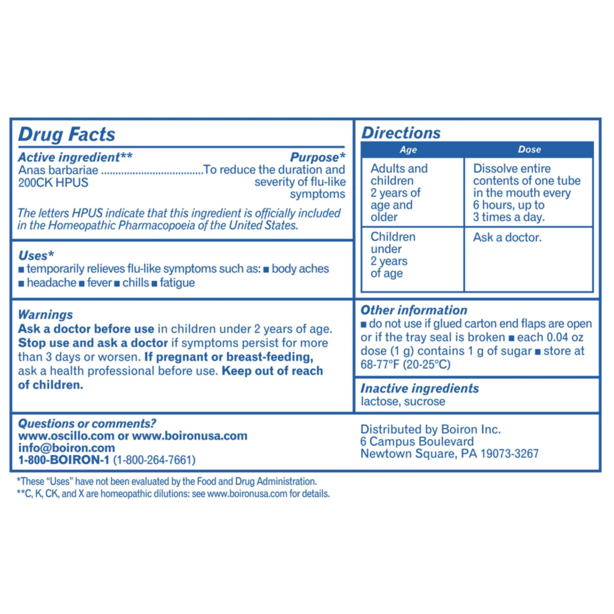 Boiron Oscillococcinum Unit Dose, Homeopathic Medicine for Flu-Like Symptoms, 6 Doses