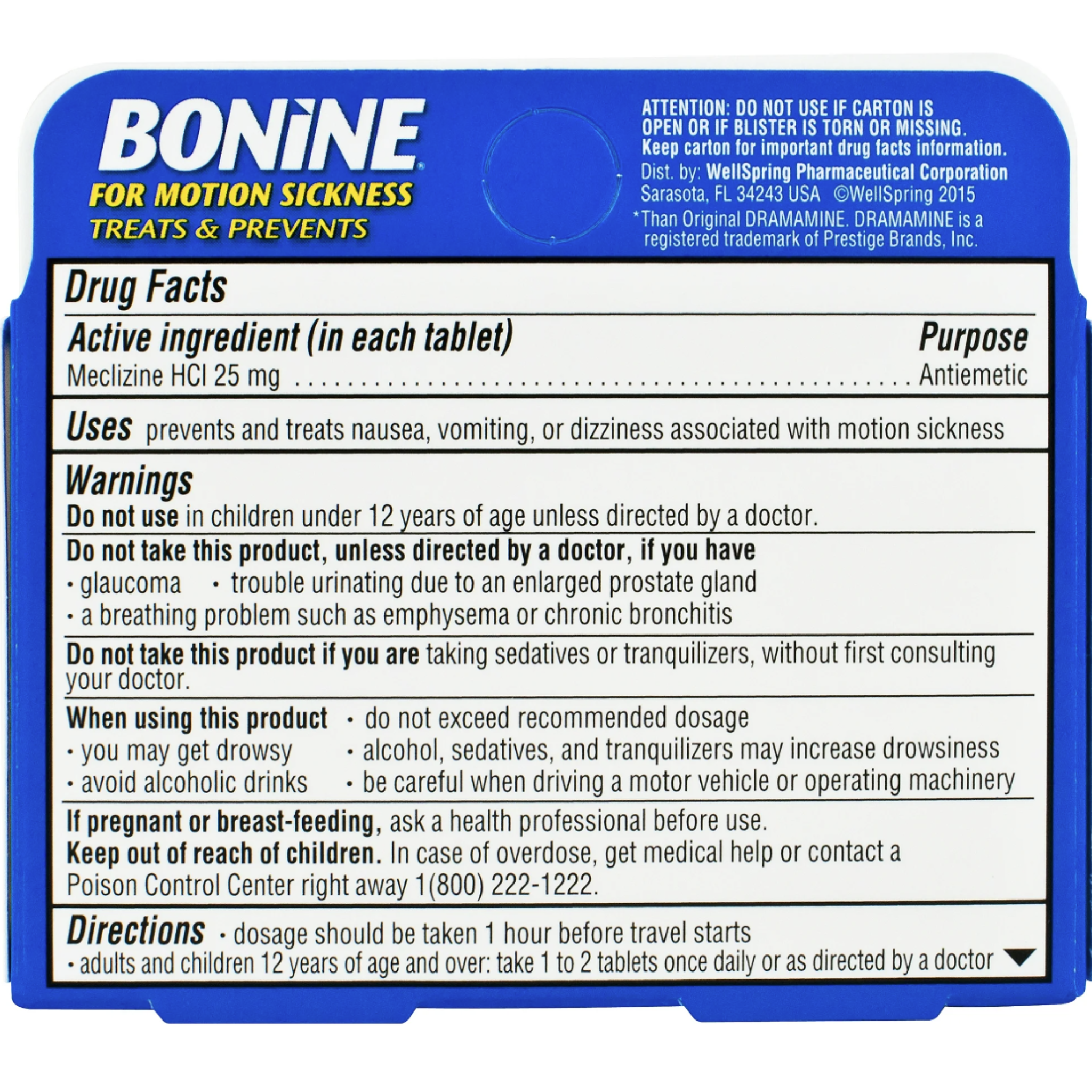 Bonine Motion Sickness and Nausea Relief, Chewable Tablets, Raspberry, 8 Count