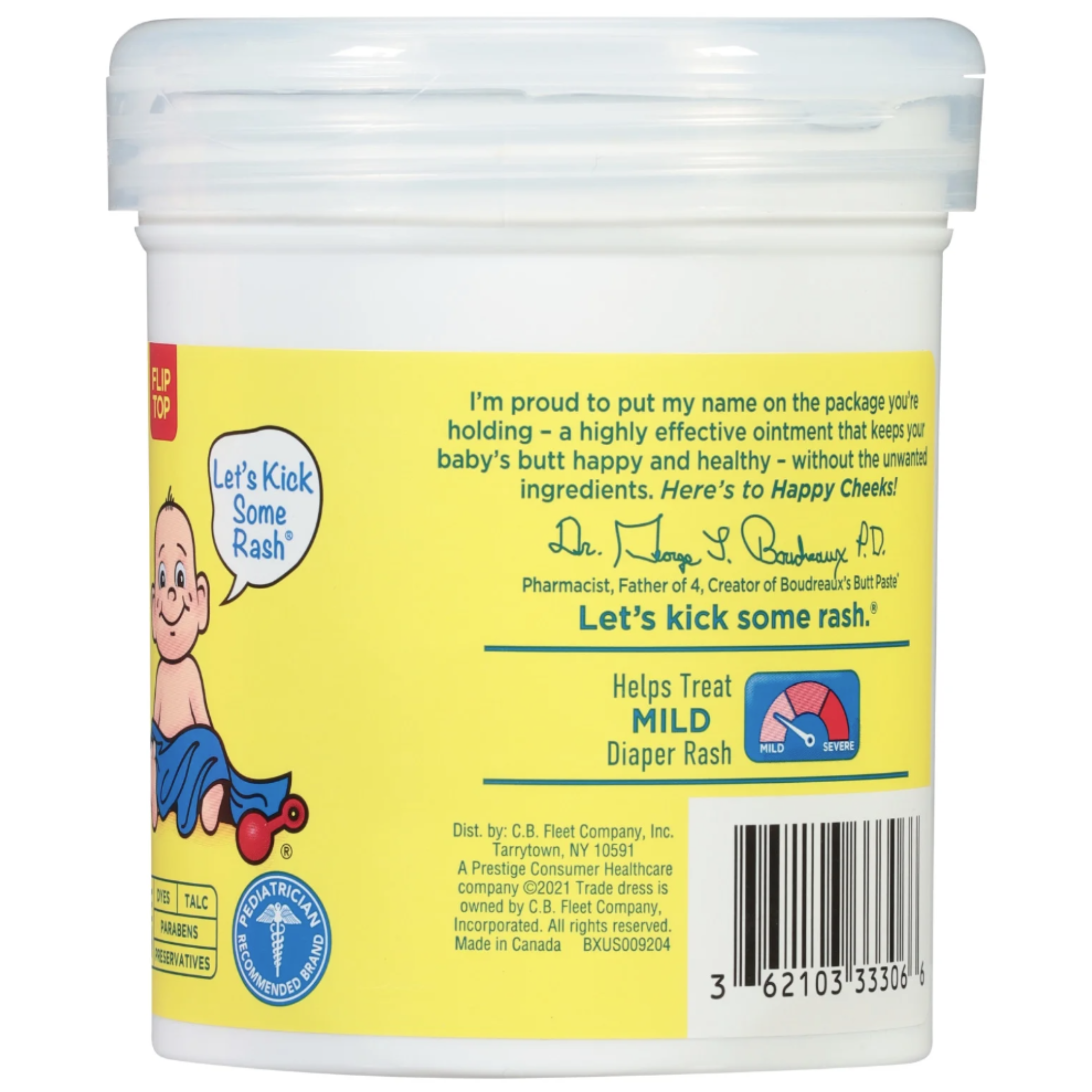Boudreaux's Butt Paste Original Diaper Rash Cream, Ointment for Infant, 16 oz Flip-Top Jar
