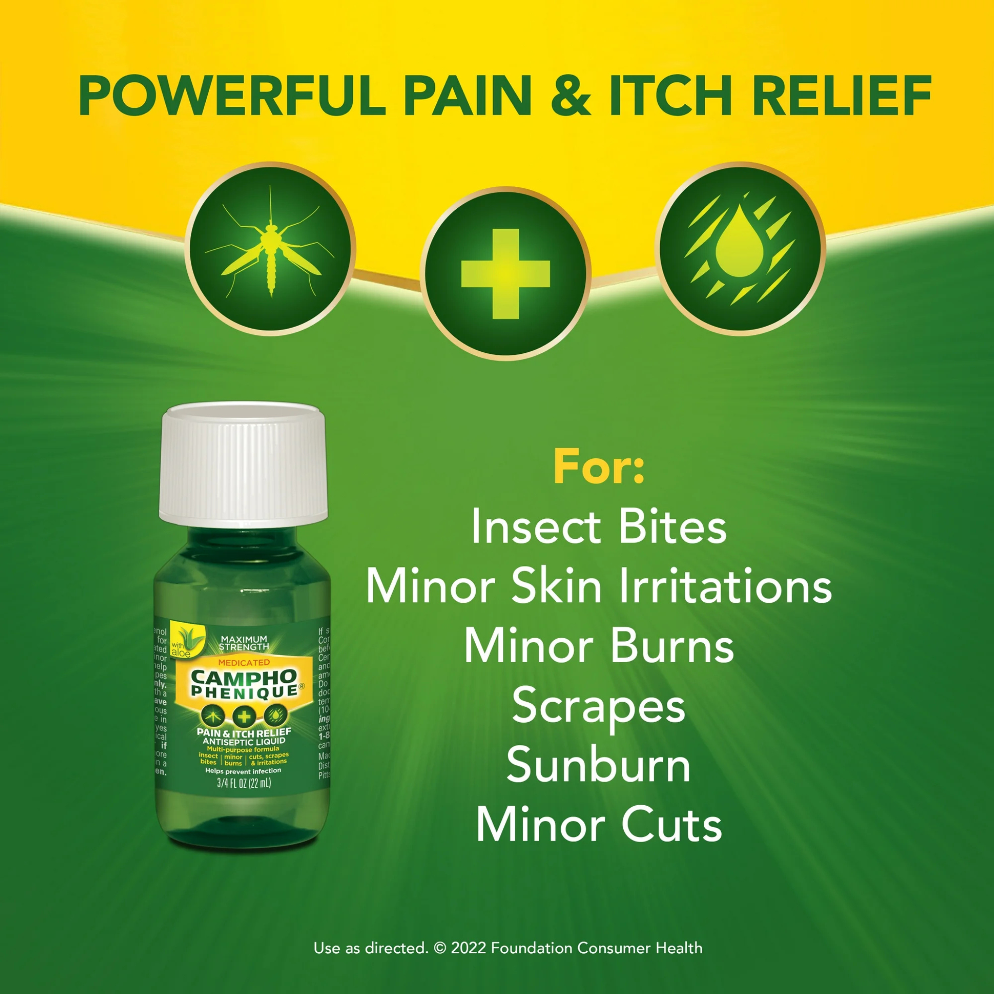 Campho Phenique Maximum Strength Antiseptic Liquid, Pain Relief and Anti-Itch Treatment, 0.75oz