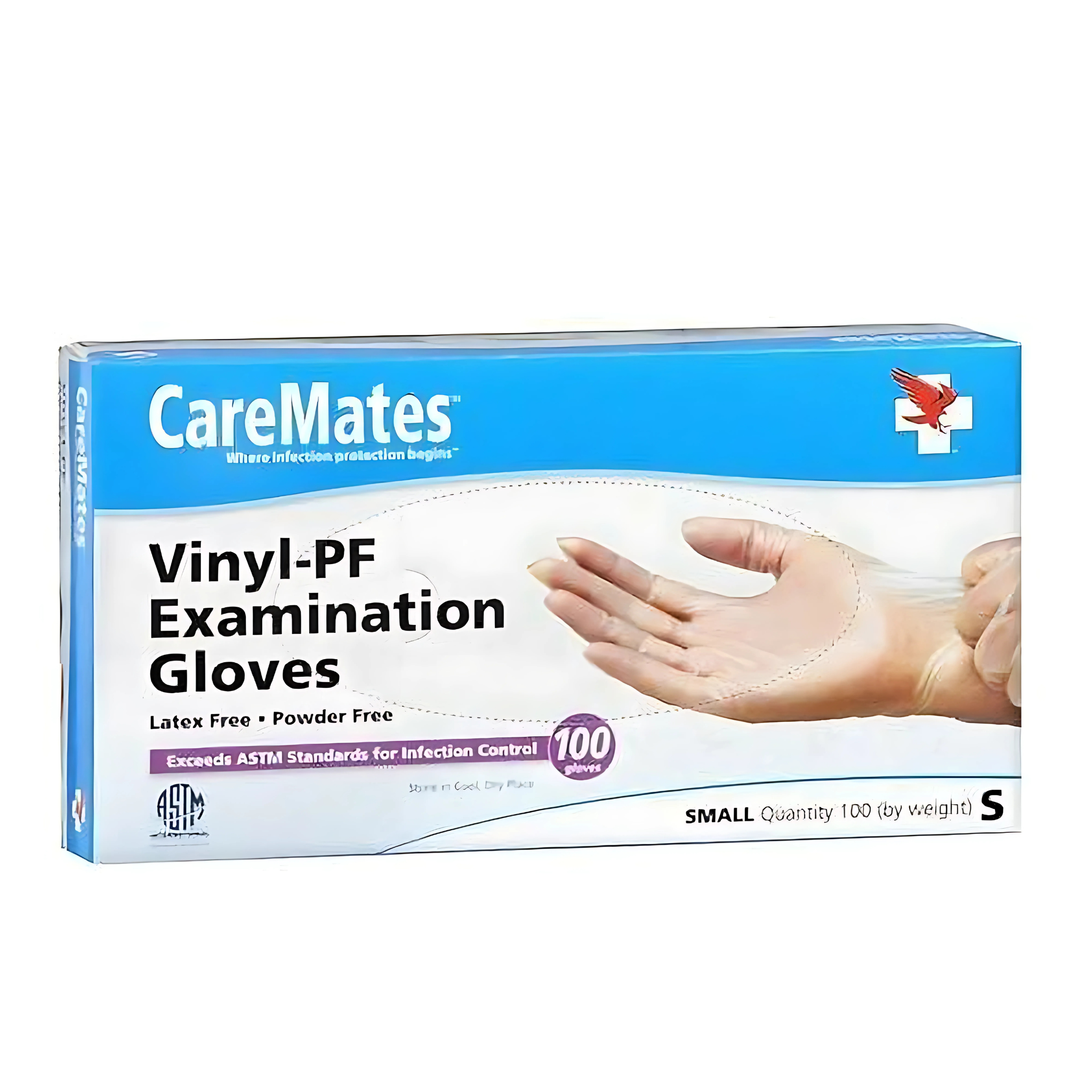 CareMates, Vinyl-PF Exam Gloves, Durable and Comfortable Protection for Everyday Use, Small, 100 Count - Pharmaful