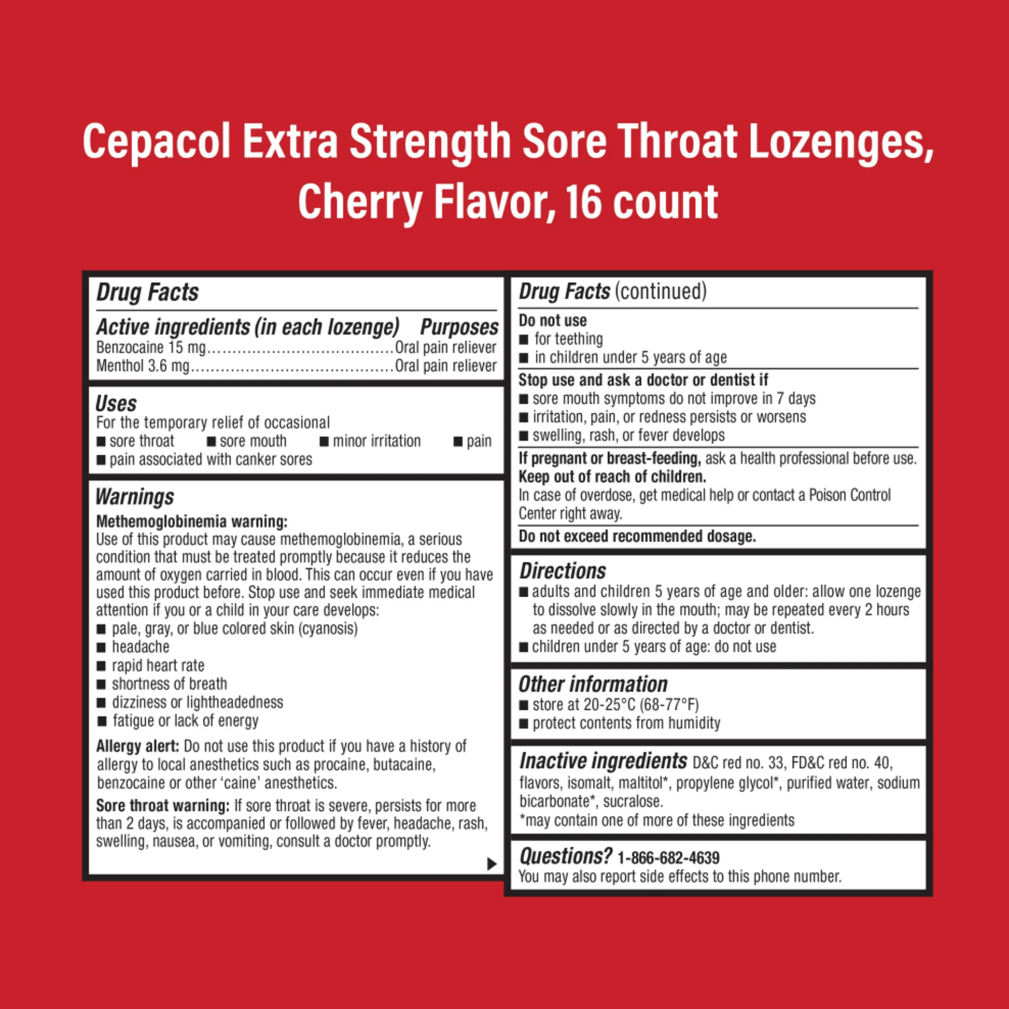 Cepacol Maximum Strength Throat Drop Lozenges, Cherry, 16 Count - Pharmaful