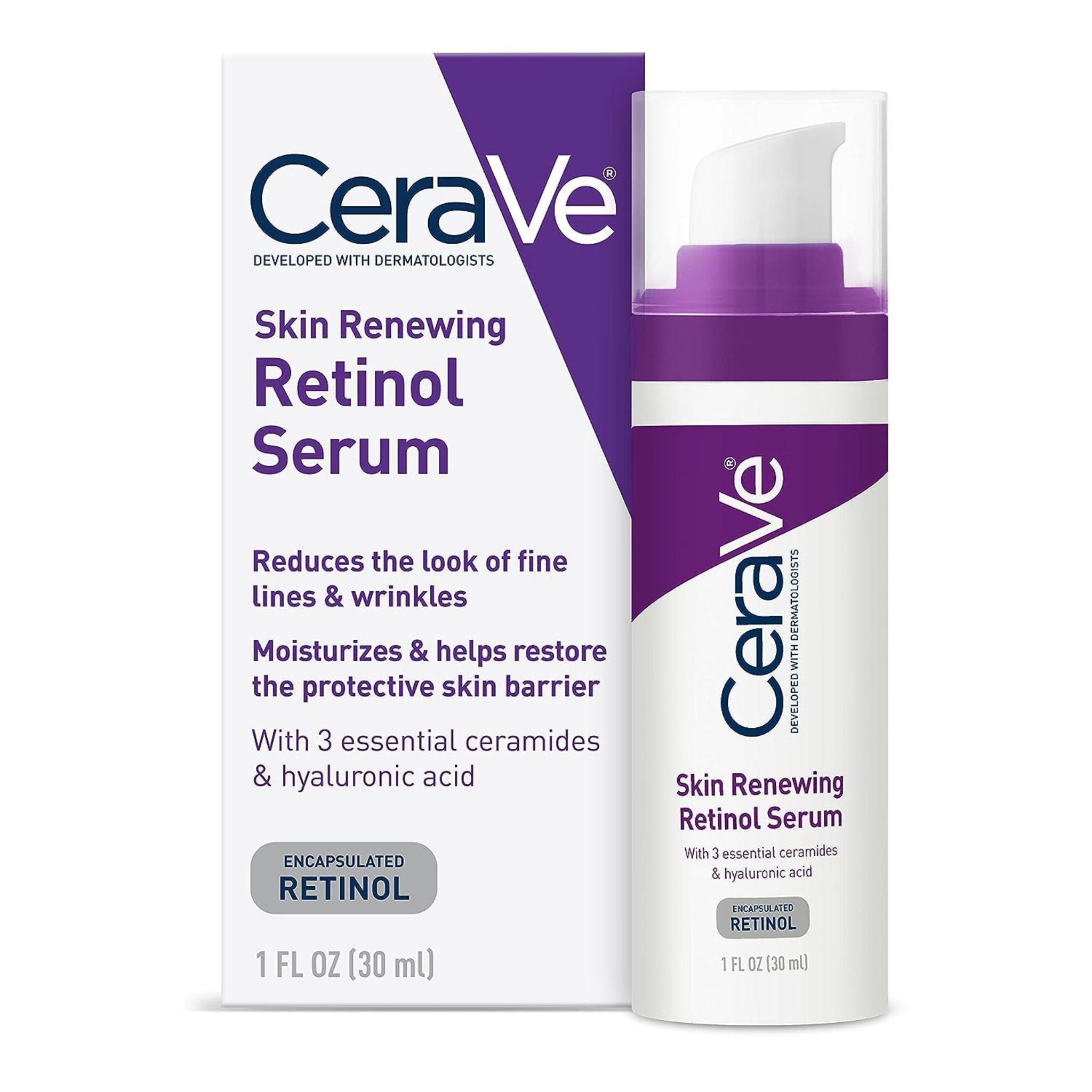 CeraVe, Anti-Aging Retinol Serum, Encapsulated Retinol with Hyaluronic Acid, Niacinamide & Ceramides for Smoother Skin, Fragrance-Free, 1 Oz - Pharmaful