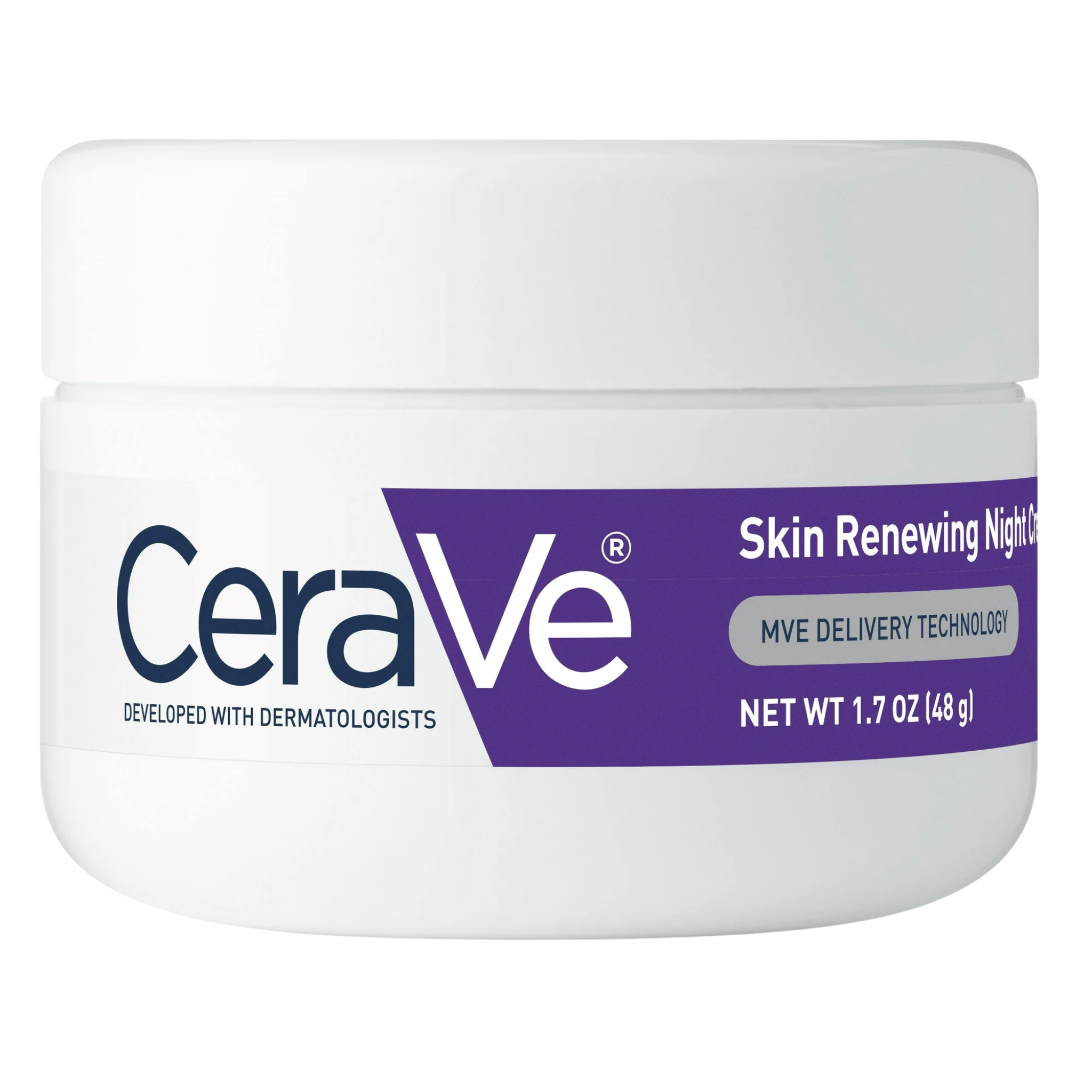 CeraVe, Skin Renewing Night Cream, Niacinamide, Peptide Complex, Hydrating Moisturizer with Hyaluronic Acid for Face, 1.7 Ounce