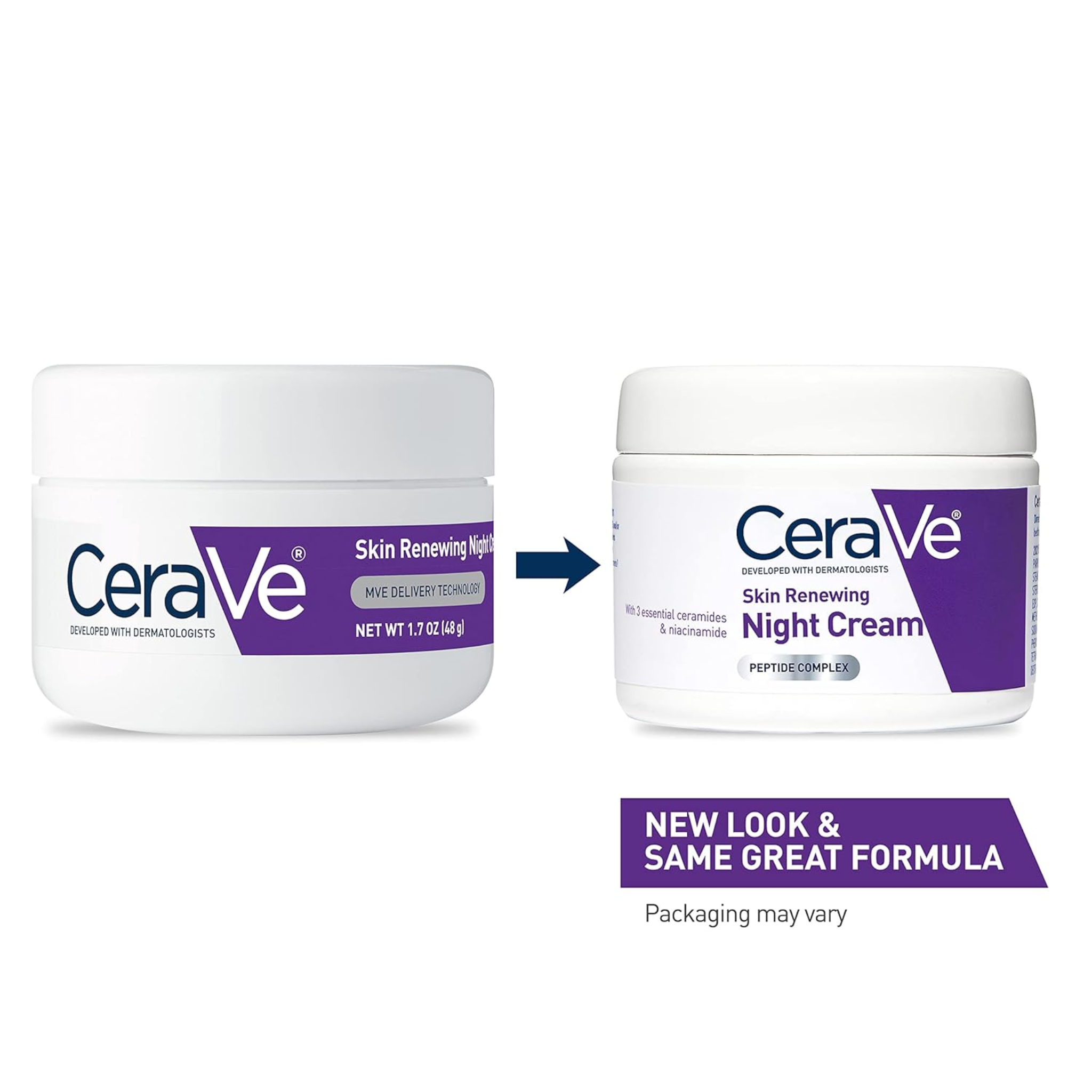 CeraVe, Skin Renewing Night Cream, Niacinamide, Peptide Complex, Hydrating Moisturizer with Hyaluronic Acid for Face, 1.7 Ounce - Pharmaful
