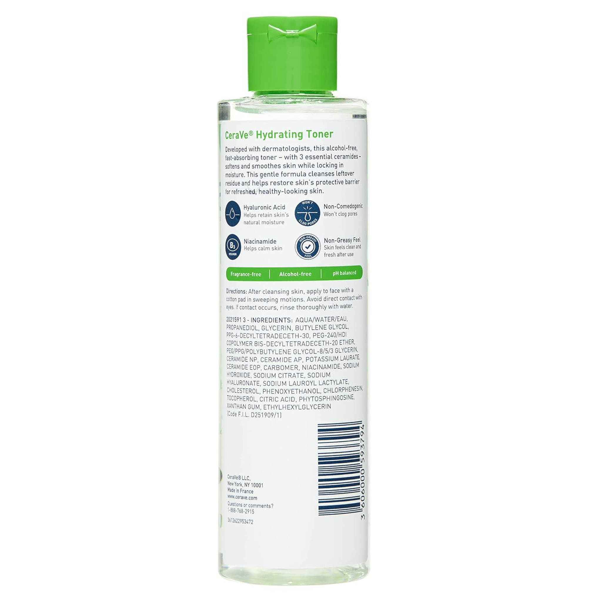 CeraVe, Hydrating Toner, Hyaluronic Acid & Niacinamide, Unscented, 6.8 fl oz