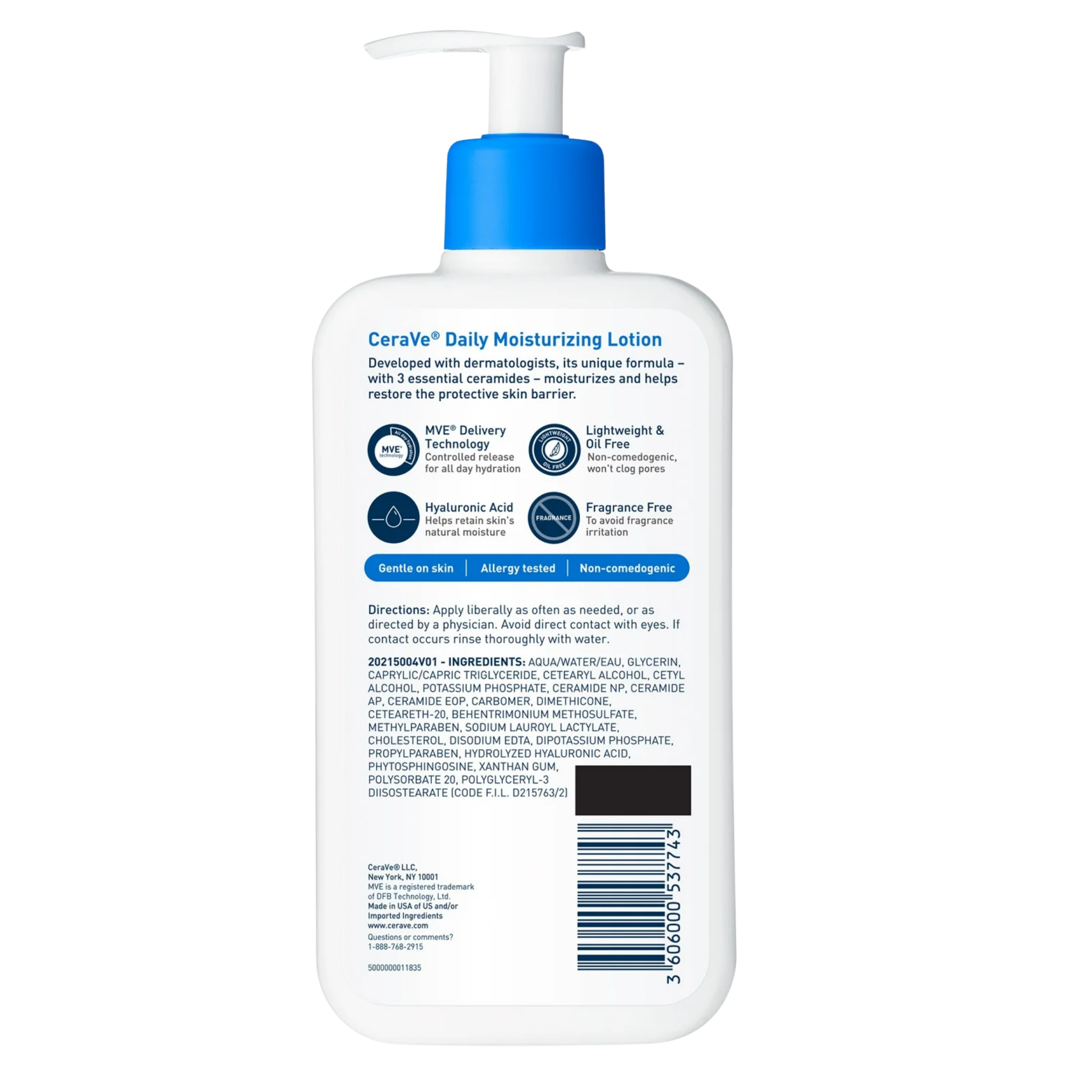 CeraVe®, Daily Moisturizing Face & Body Lotion with Hyaluronic Acid, for Normal to Dry Skin, 12 oz - Pharmaful