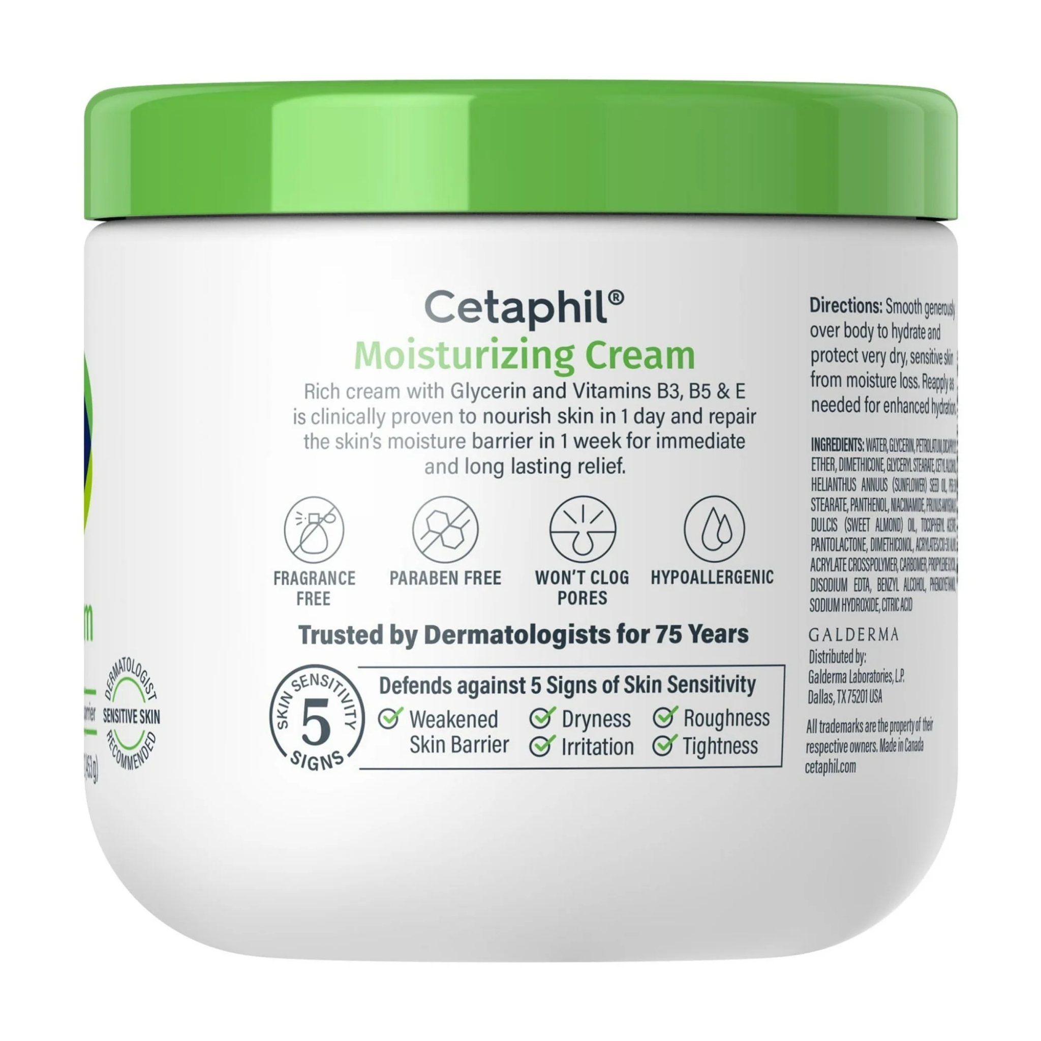 Cetaphil, Moisturizing Cream for Very Dry Skin, Unscented, Long-Lasting Hydration for Soft Skin, 16 fl oz - Pharmaful