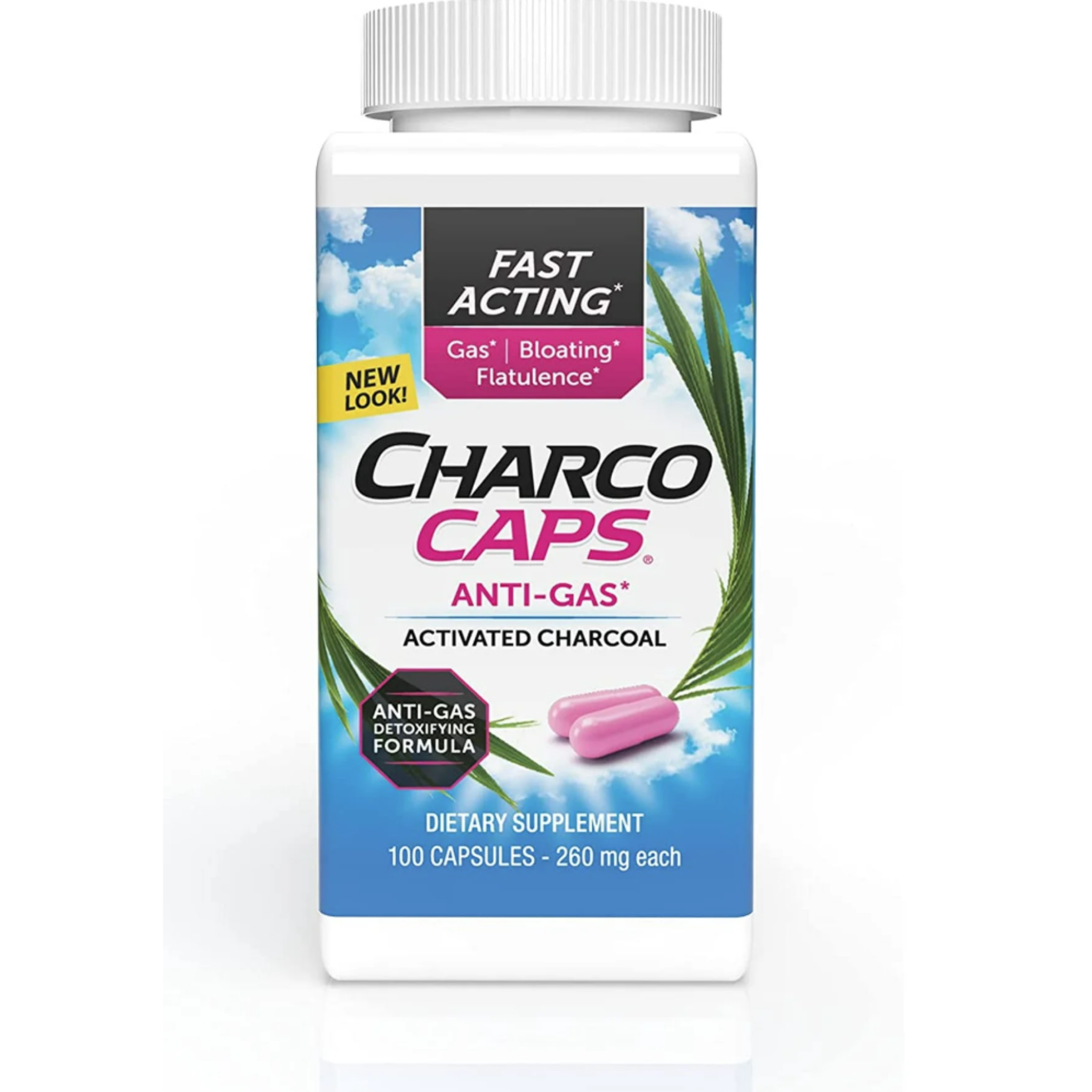 Charcocaps Dietary Supplement Anti-Gas Formula, 100 ct