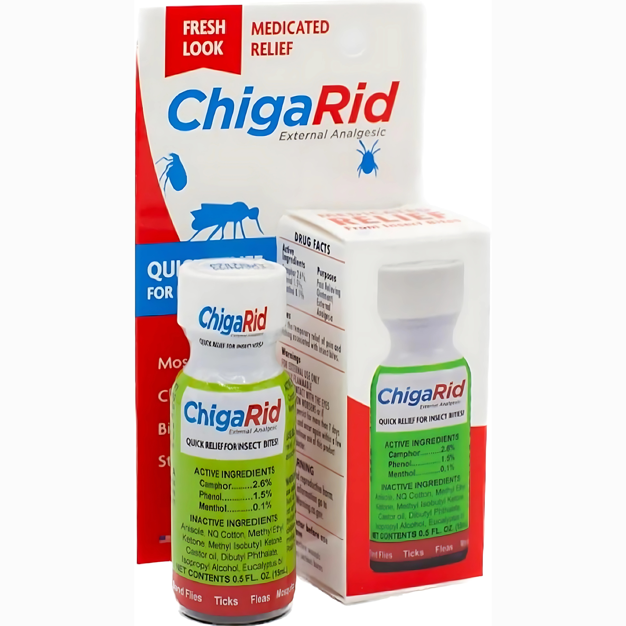 Chigarid, External Analgesic Liquid, Fast-Acting Relief for Skin Irritations, 0.5 Oz