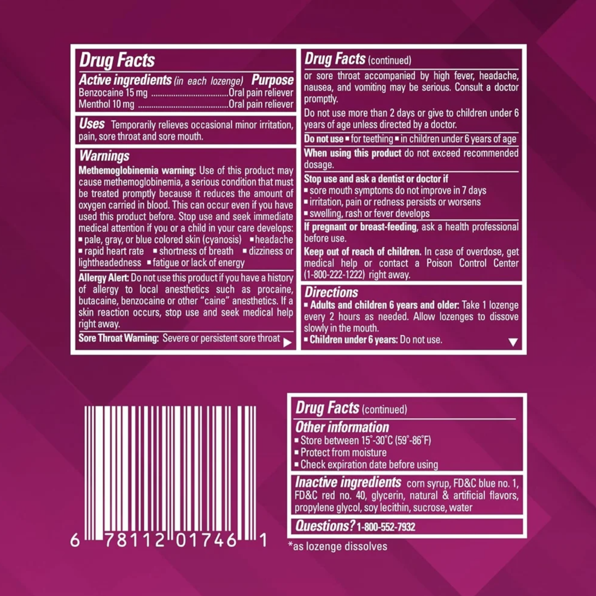 Chloraseptic Max Strength Sore Throat Lozenges, Wild Berries Flavor Throat Remedy, 15 Count - Pharmaful