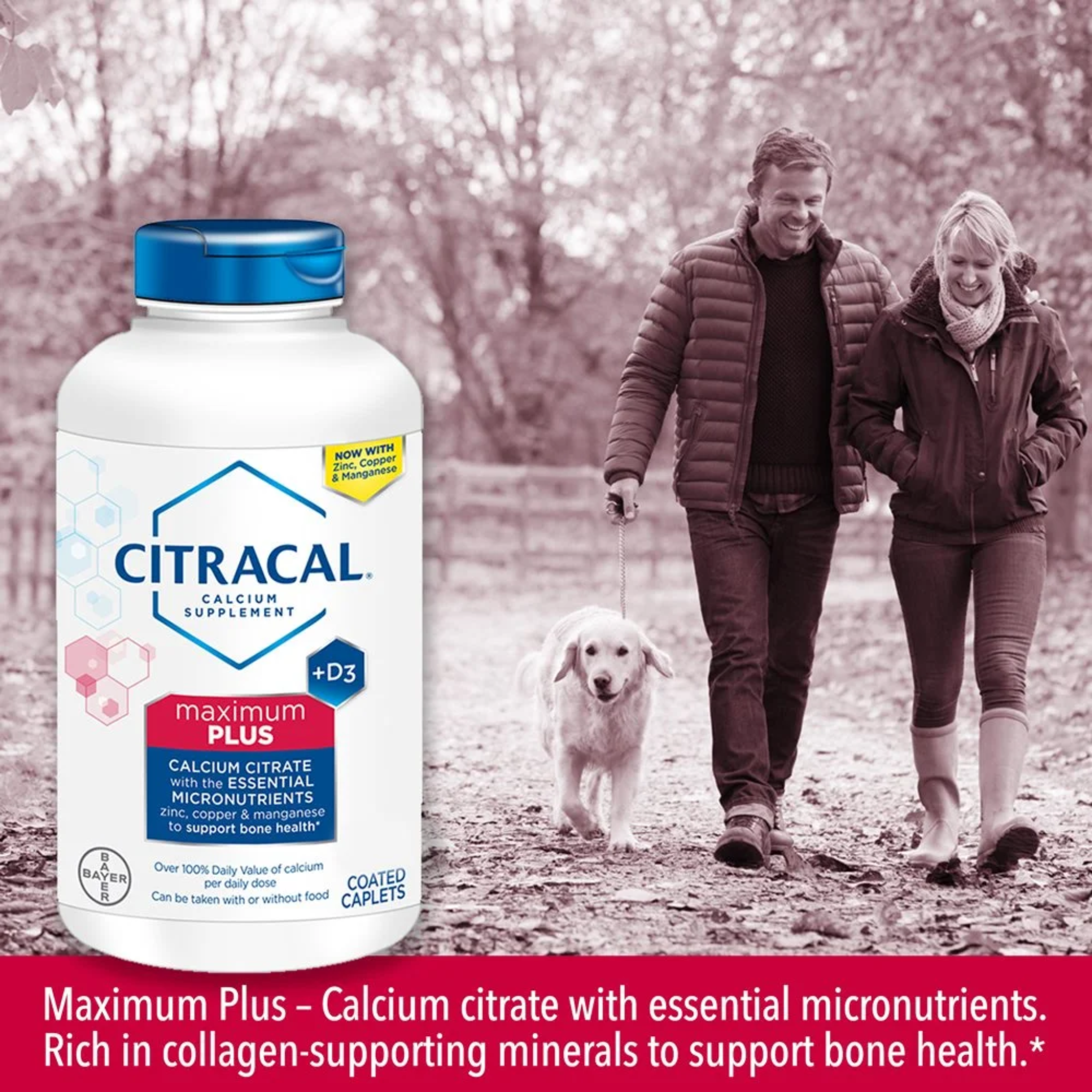 Citracal, Maximum Plus, Highly Soluble Calcium Citrate with 1000 IU Vitamin D3, Bone Health Supplement for Adults, 120 Caplets - Pharmaful