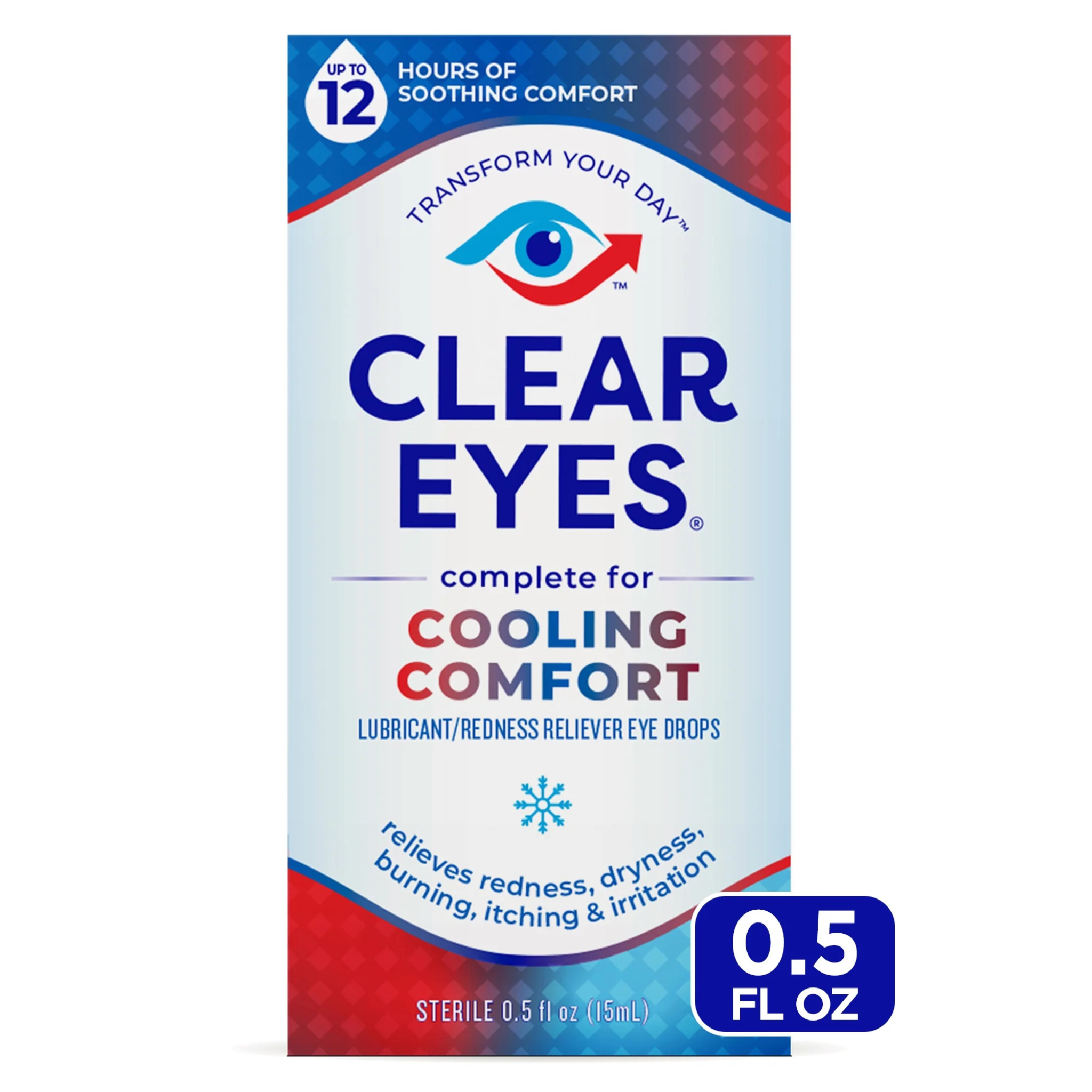 Clear Eyes Cooling Comfort Redness Relief Eye Drops, Soothes Red Eyes, 0.5 fl oz