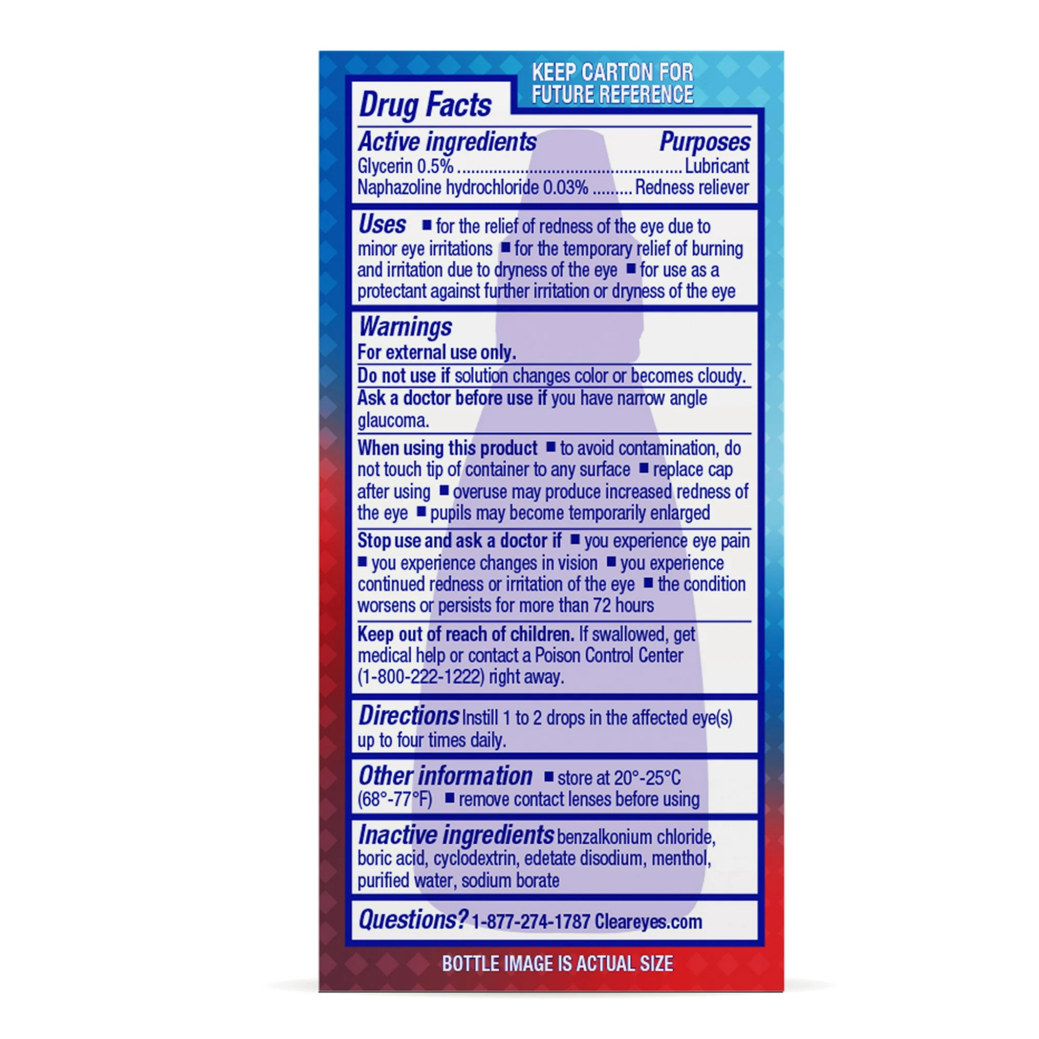 Clear Eyes Cooling Comfort Redness Relief Eye Drops, Soothes Red Eyes, 0.5 fl oz