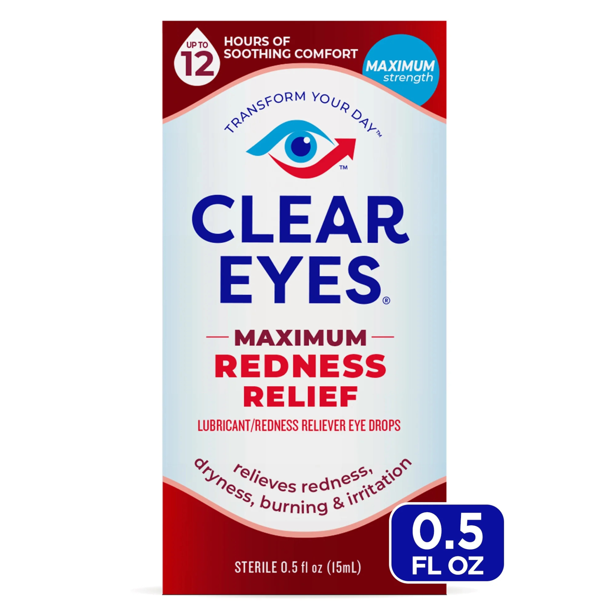 Clear Eyes Maximum Red Eye Relief Lubricant Eye Drops, 0.5 fl oz