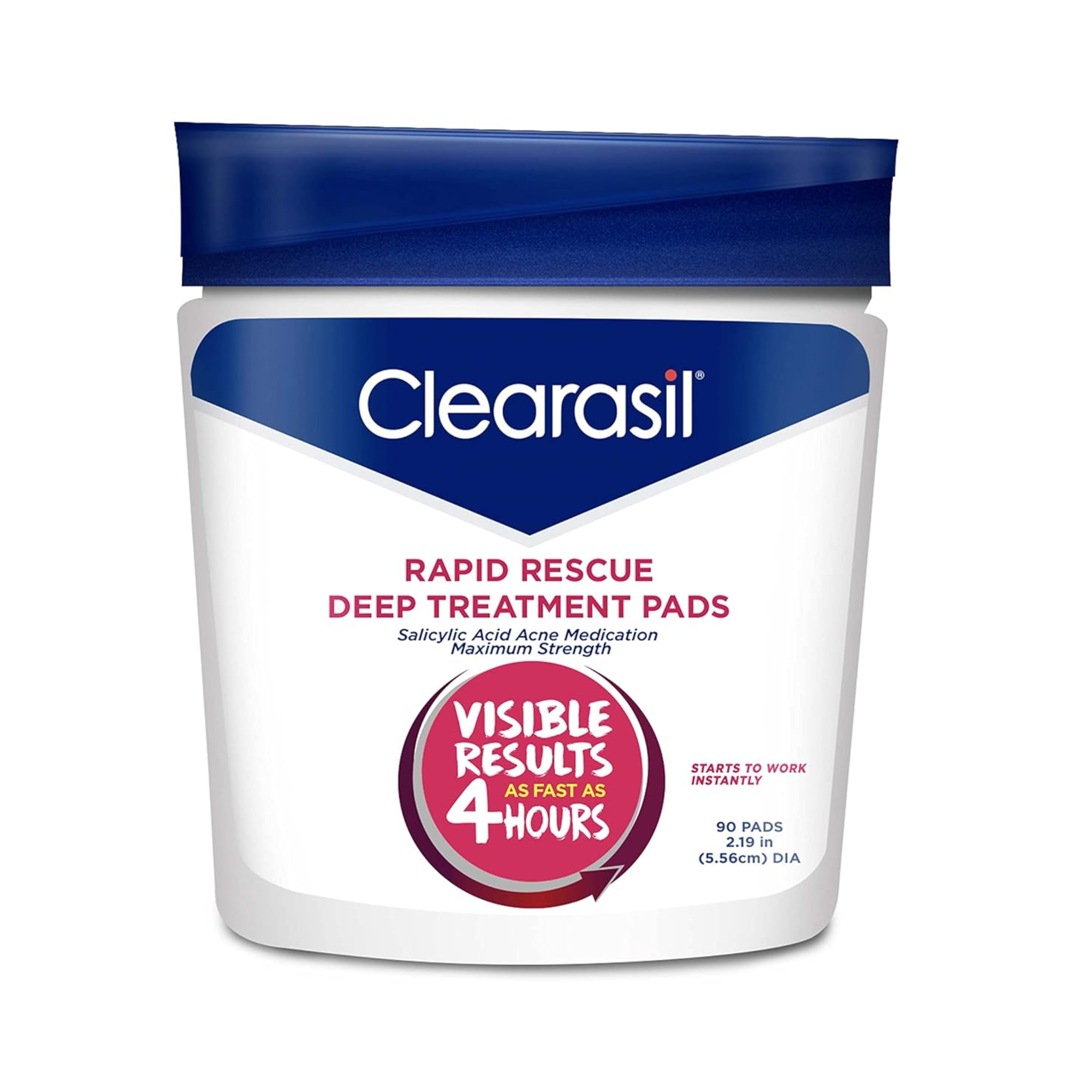 Clearasil, Salicylic Acid Rapid Rescue Deep Treatment Acne Pads, Maximum Strength Formula, 90 Count