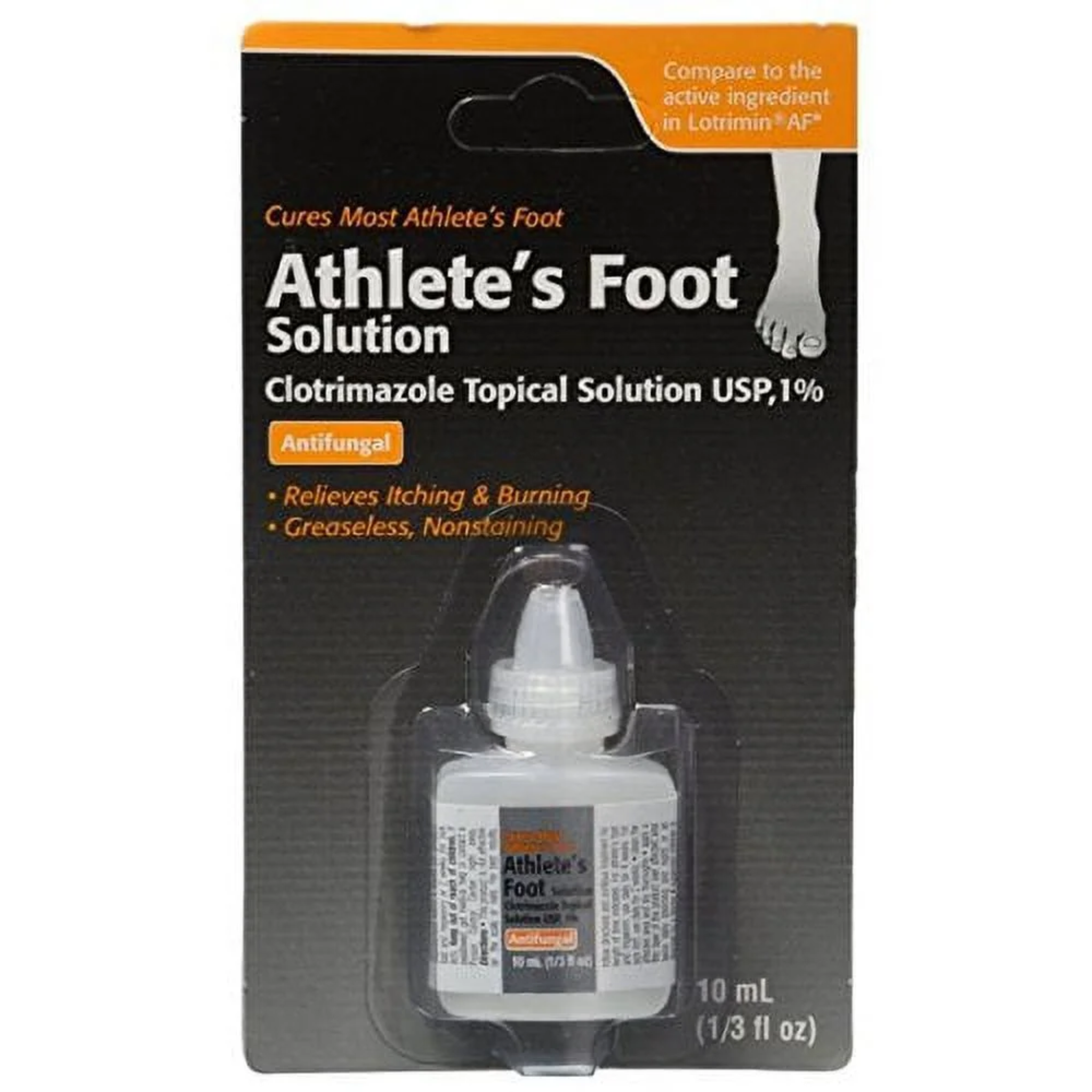 Clotrimazole, Antifungal Athlete's Foot Topical Solution 1%, Generic Lotrimin, Effective Skin Treatment, 10 ML